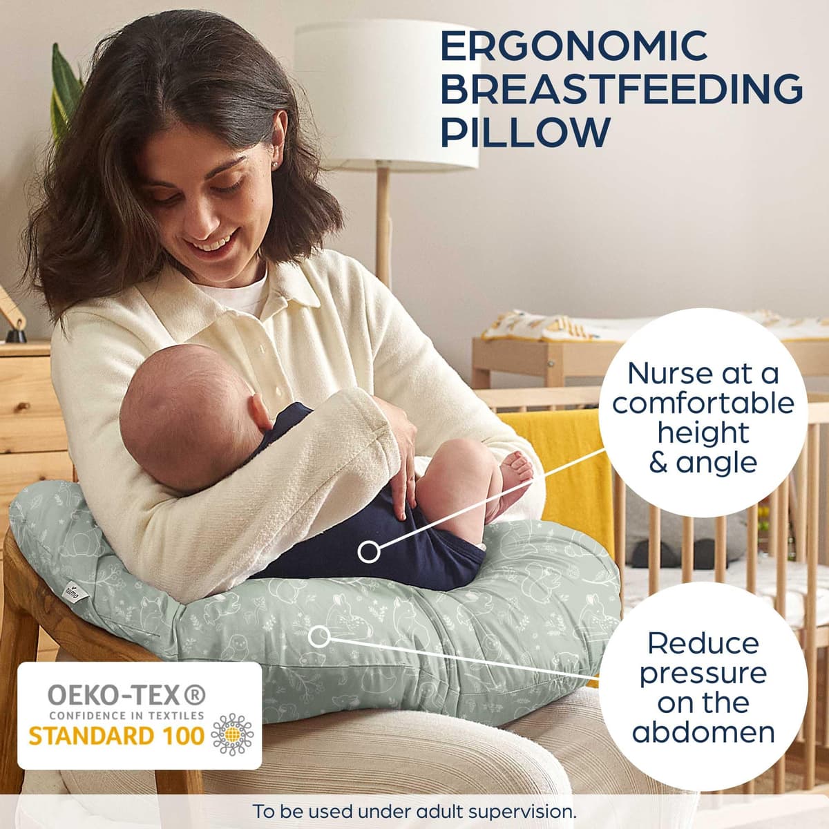 Niimo Nursing Pillow - Oeko-TEX® Standard 100, Ergonomic Baby Support Pillow, Machine-Washable Baby Feeding Pillow, Multifunctional Feeding Pillows for Breastfeeding & Bottle-feeding, 100% Cotton — view 2