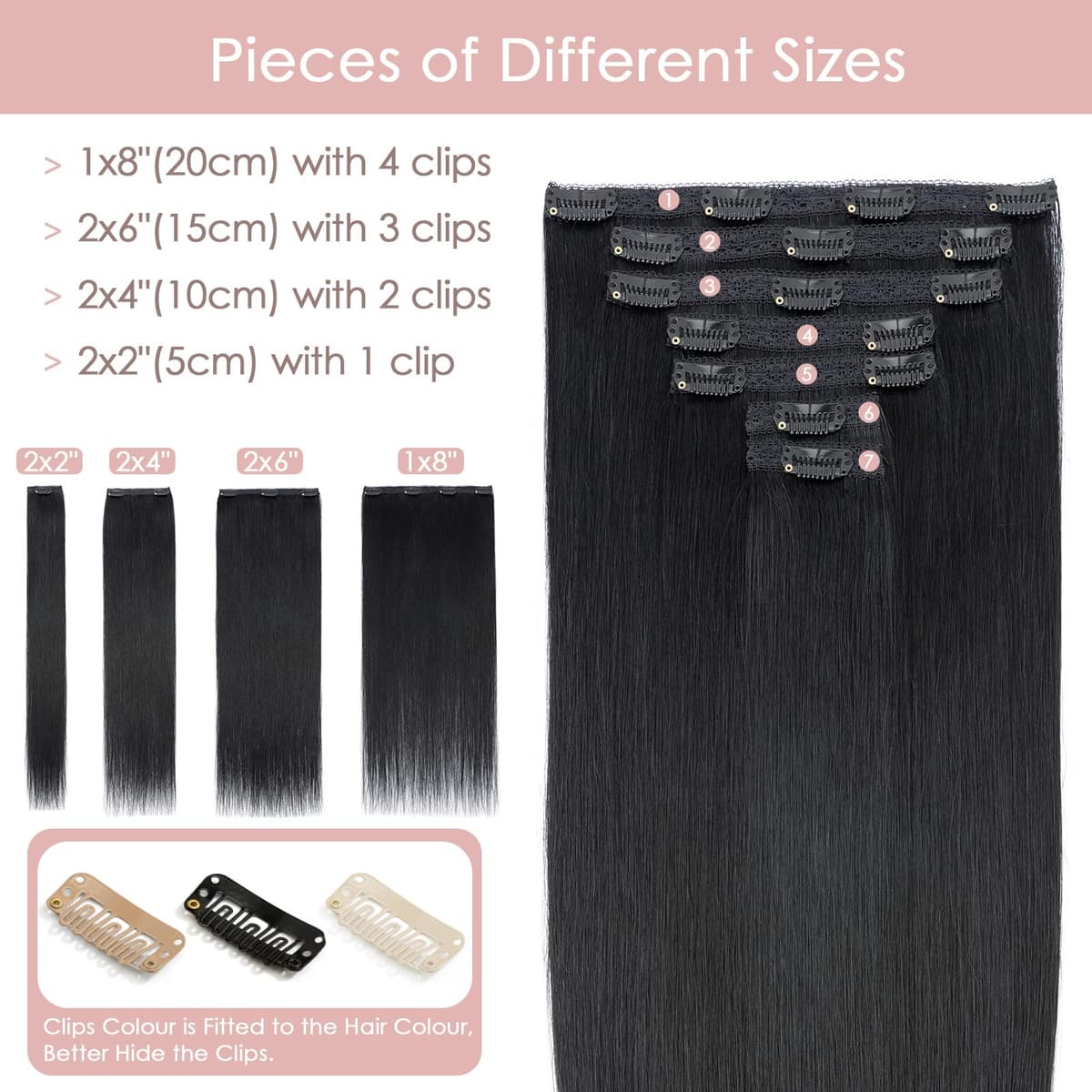 Silk-co 10inch Hair Extensions Clip in Hair Extension Human Hair #04 Medium Brown -Basic Thickness-Thin Weft- 8 Pieces Real Remy Straight Hair Extensions[50g] — view 76