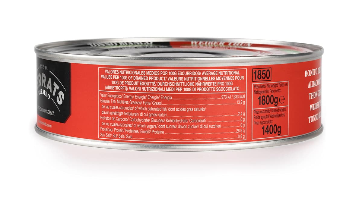 CONSERVAS SERRATS - Bonito del Norte del Cantábrico en Aceite de Oliva - 4 Latas x 1800g (Total: 7200g) - Elaboración Artesanal desde 1890 - Sin Gluten - Rico en Omega 3 – Premium — view 4