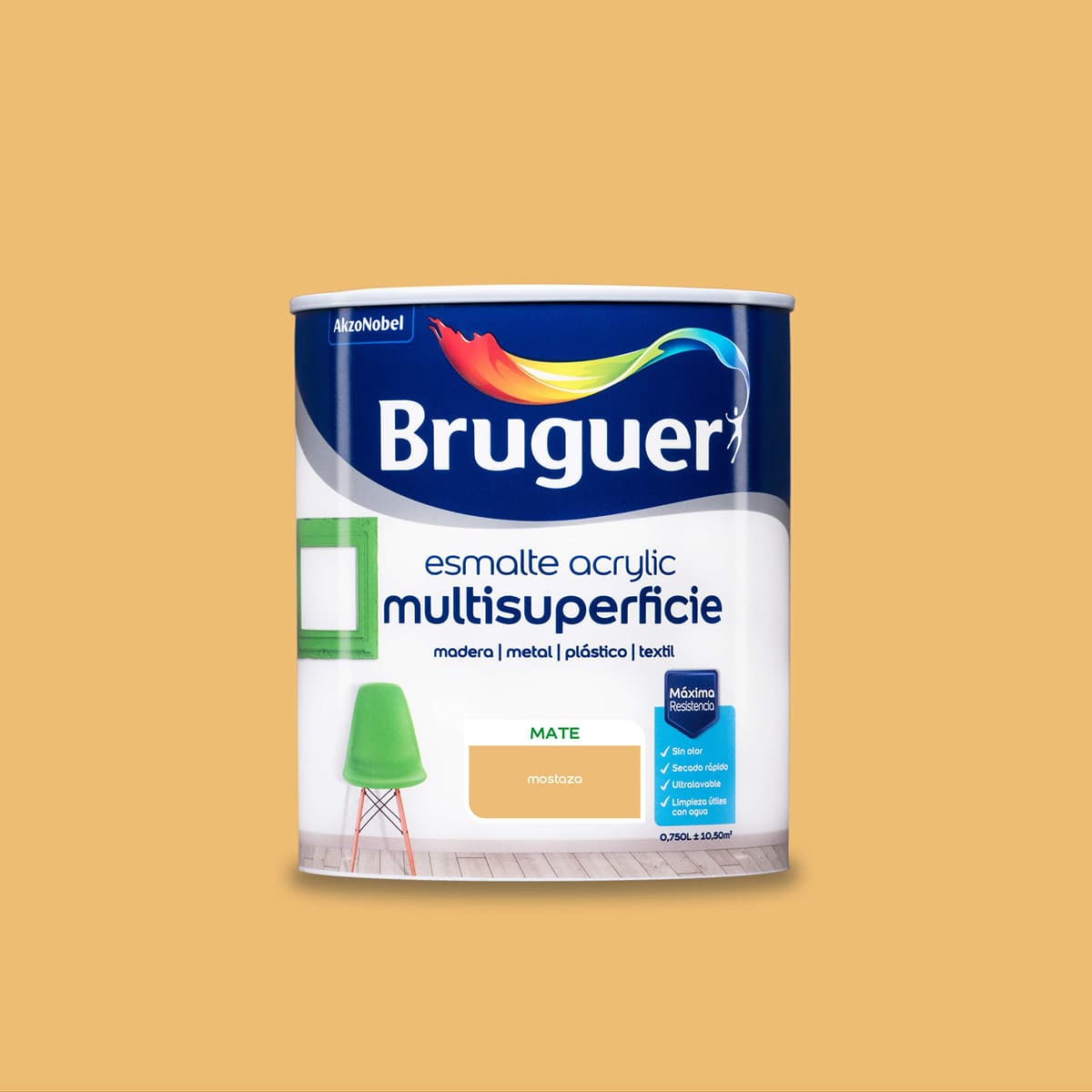 Bruguer Acrylic Multisuperficie Esmalte al agua Satinado - Pintura 750 mL, Blanco Permanente — view 37