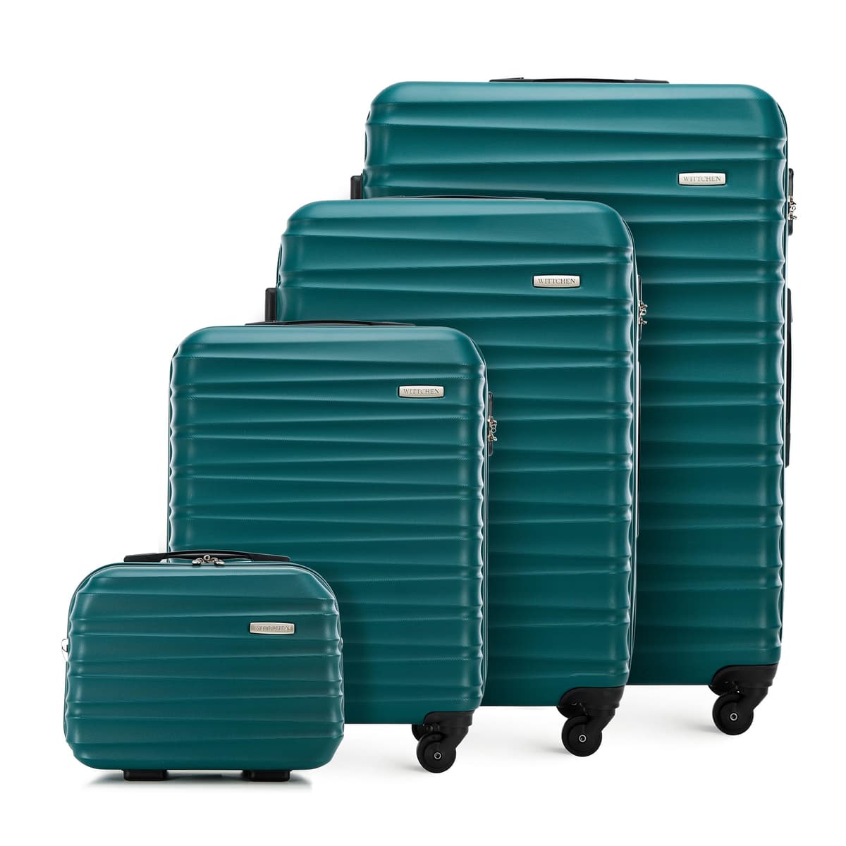 WITTCHEN Maleta Grande Trolley ABS rígido para facturación con 4 Ruedas giratorias Cerradura de combinación asa telescópica Groove Line Negro Ryanair/Vueling/Iberia/easyJet/Iberia Express — view 17
