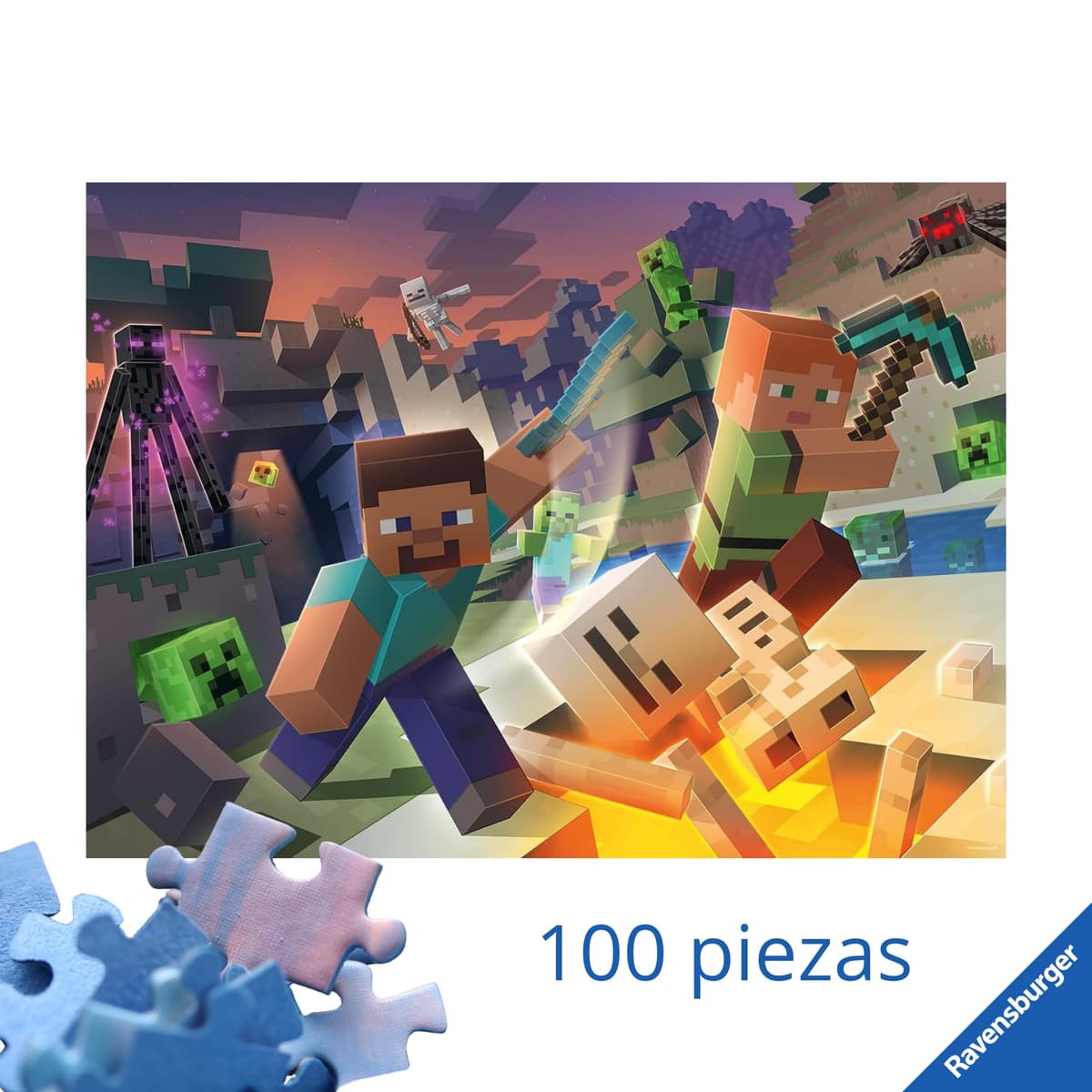 Ravensburger - Puzzles XXL Minecraft | Puzzle 6 Años O Más | Regalo Niño 6 Años O Más De 100 Piezas | Rompecabezas Niños De 36 X 49 Cm Puzzle — view 2