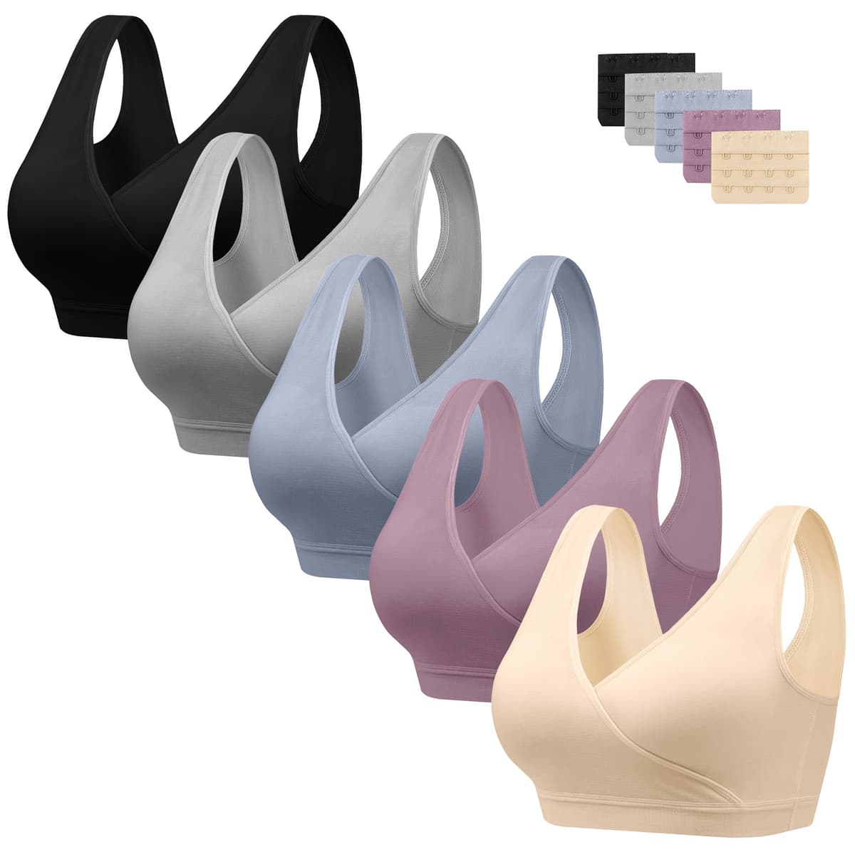 HBselect 3 Pack Women’s Nursing Bra Wireless Seamless Maternity Bra Breastfeeding Bras Bralette with Removable Bra Pads Extenders — view 15
