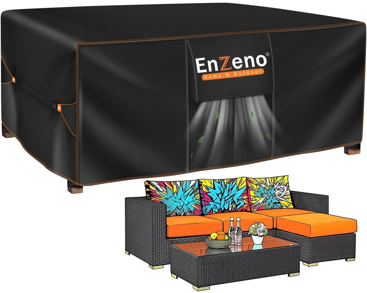 Enzeno Funda Mesa Exterior Impermeable,Cubierta Muebles Impermeable 180x120x74cm,Funda Conjunto Jardin Exterior Aplicable a Mesa y Sillas,Anti Viento, Anti UV — view 11