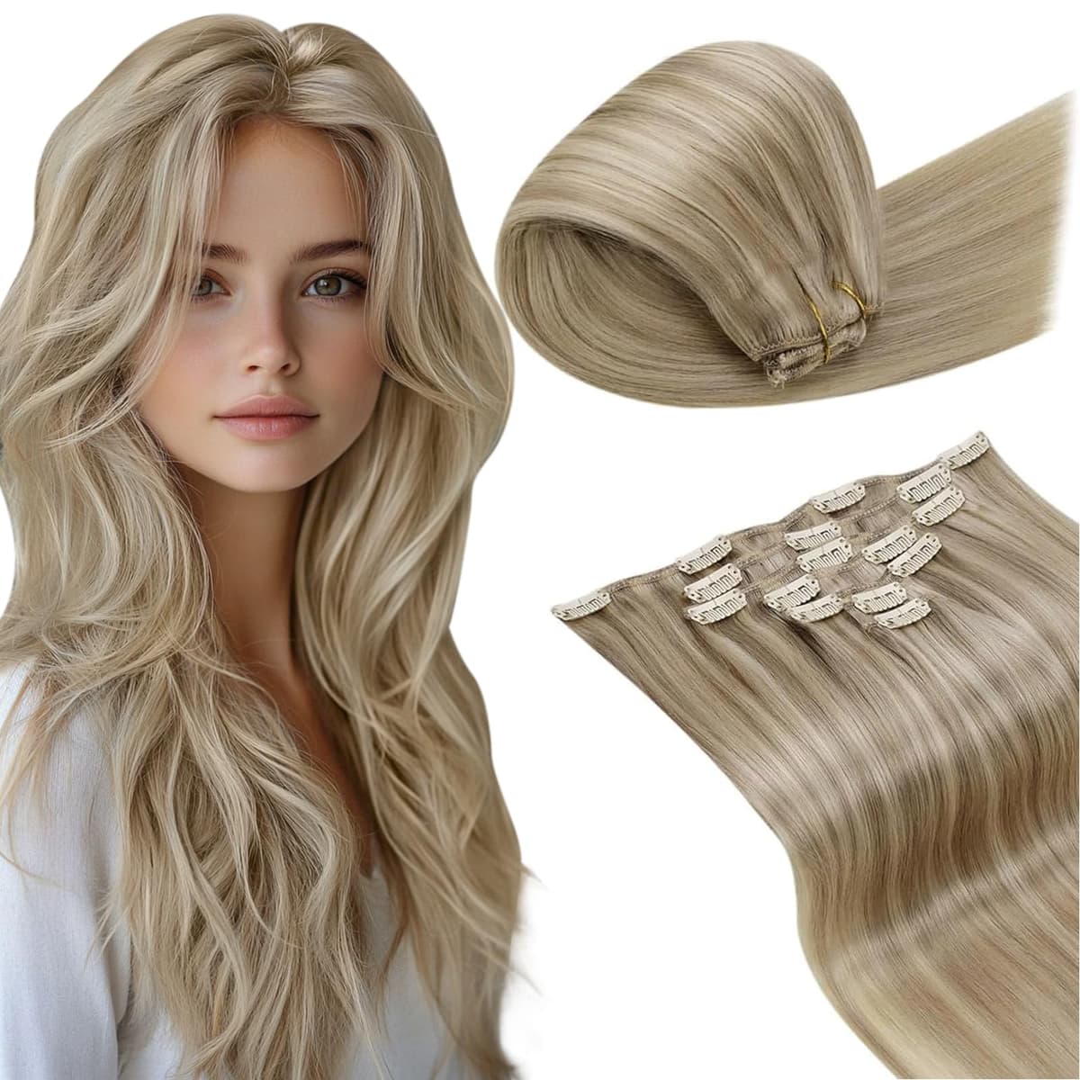 LaaVoo Hair Extensions Clip in Real Human Hair Brown Clip in Hair Extensions Dark Brown Remy Straight Hair Full Head Double Weft 80g 5pcs 14 Inch #4 — view 20