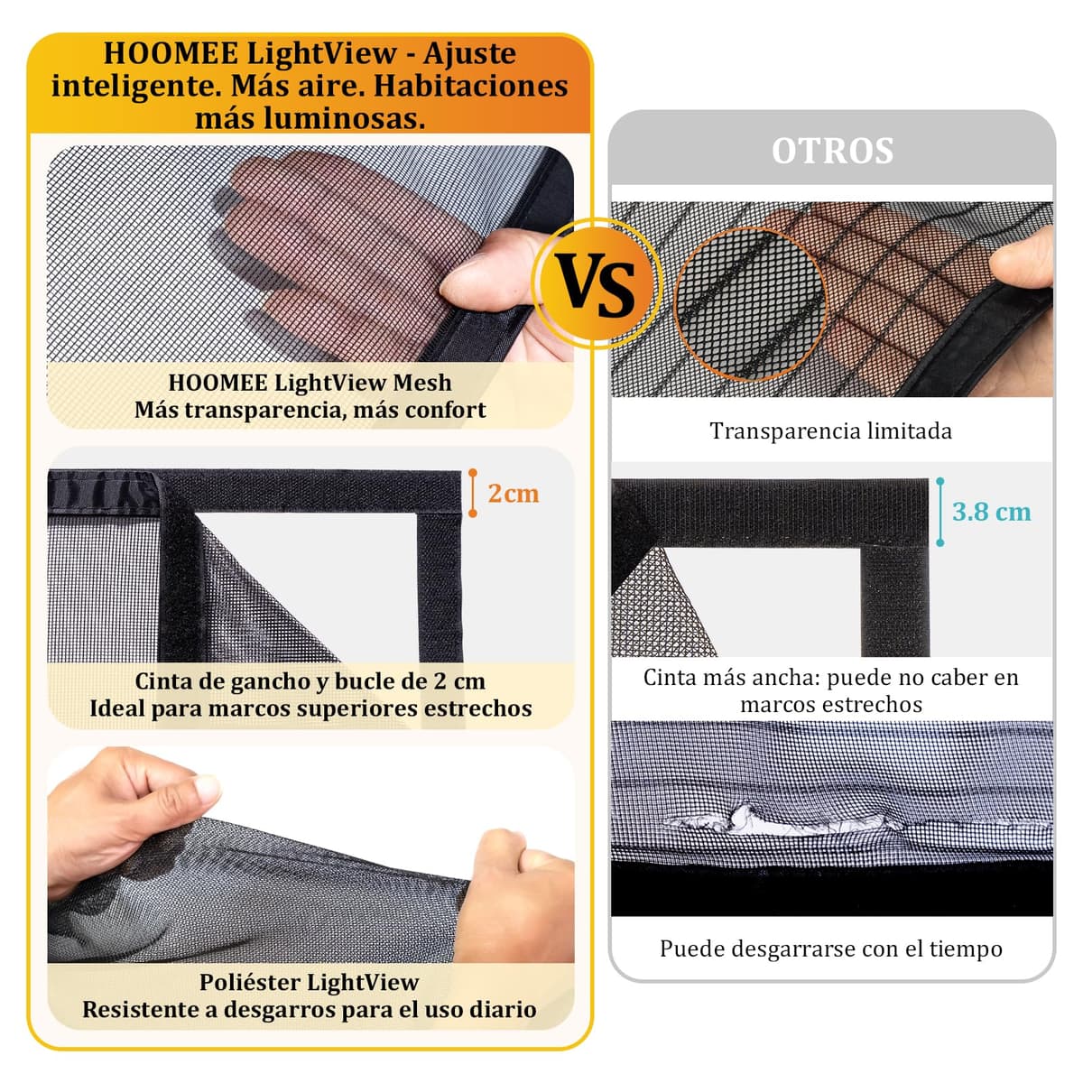 HOOMEE Mosquitera para Puerta, Cortina Magnética para Puertas de Balcón o Terraza, Tejido con Fuertes Imanes para un Autocierre, Fácil Instalación sin Taladrar (90x210CM, Negro) — view 4
