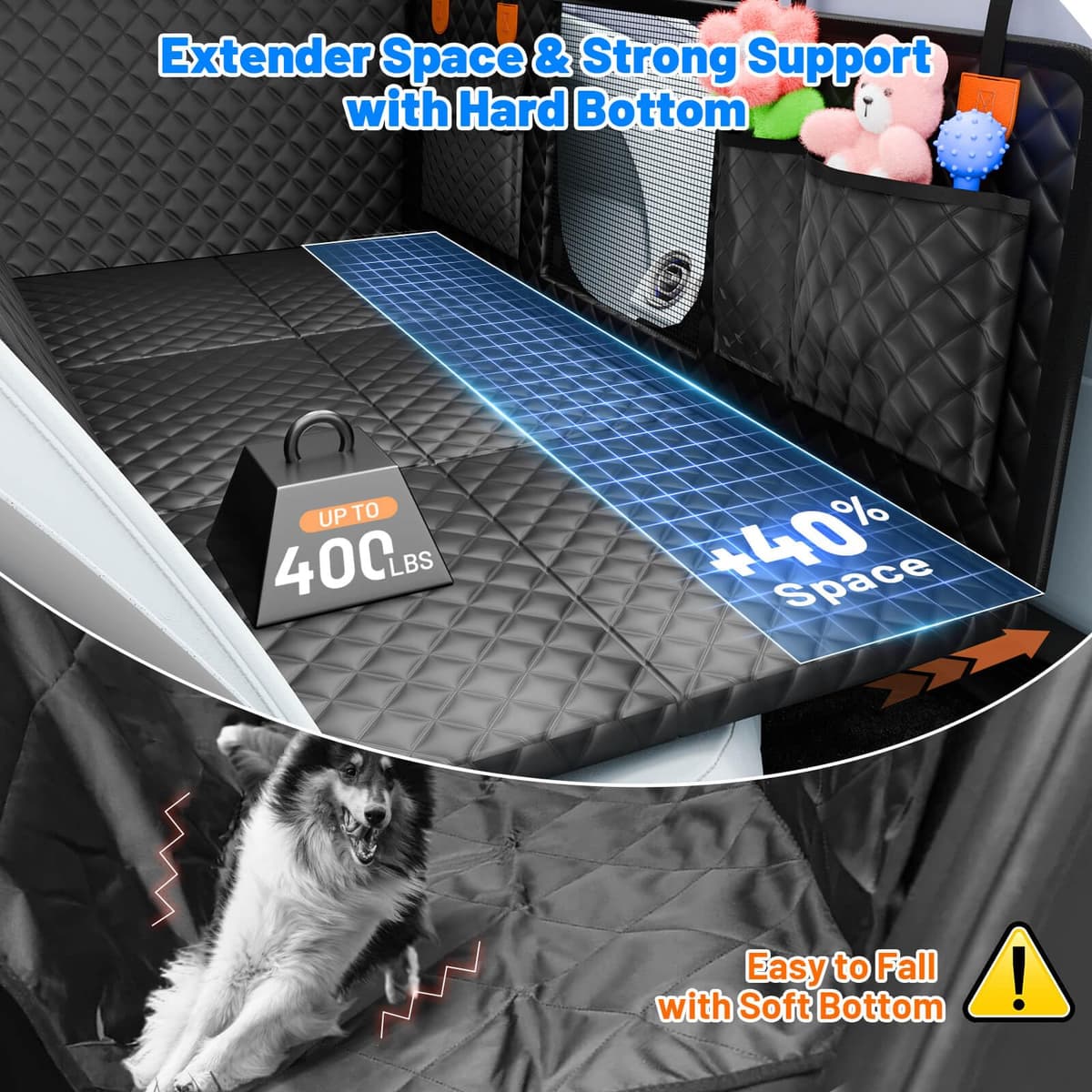 Funda Coche Perro, Impermeable, Antideslizante, Antiarañazos del dura Extensión del Asiento Asiento para Protector Coche Perros Asiento Trasero, Hamaca Viaje Mascotas para la Mayoría de Coches, SUV — view 2