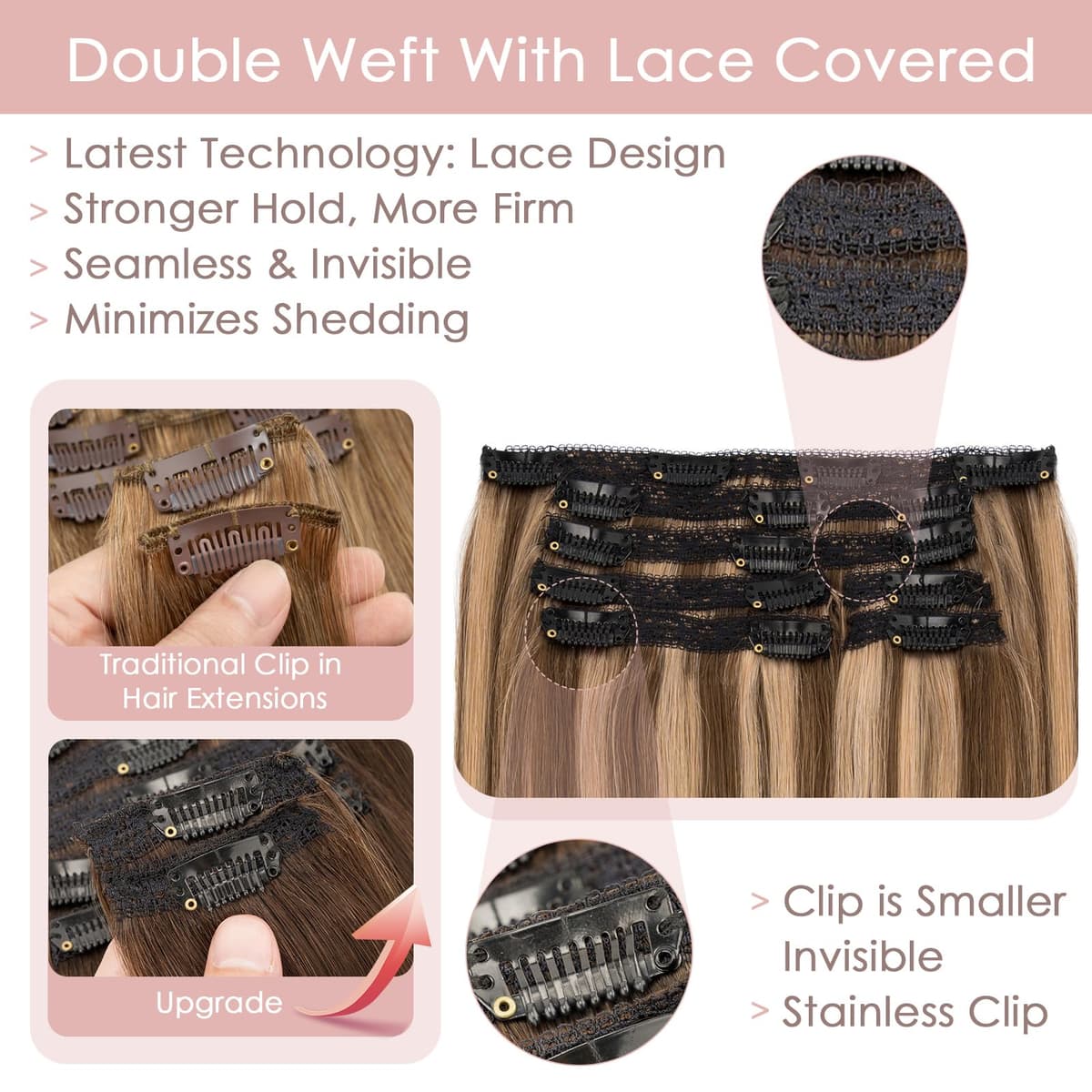 Silk-co 10inch Hair Extensions Clip in Hair Extension Human Hair #04 Medium Brown -Basic Thickness-Thin Weft- 8 Pieces Real Remy Straight Hair Extensions[50g] — view 151
