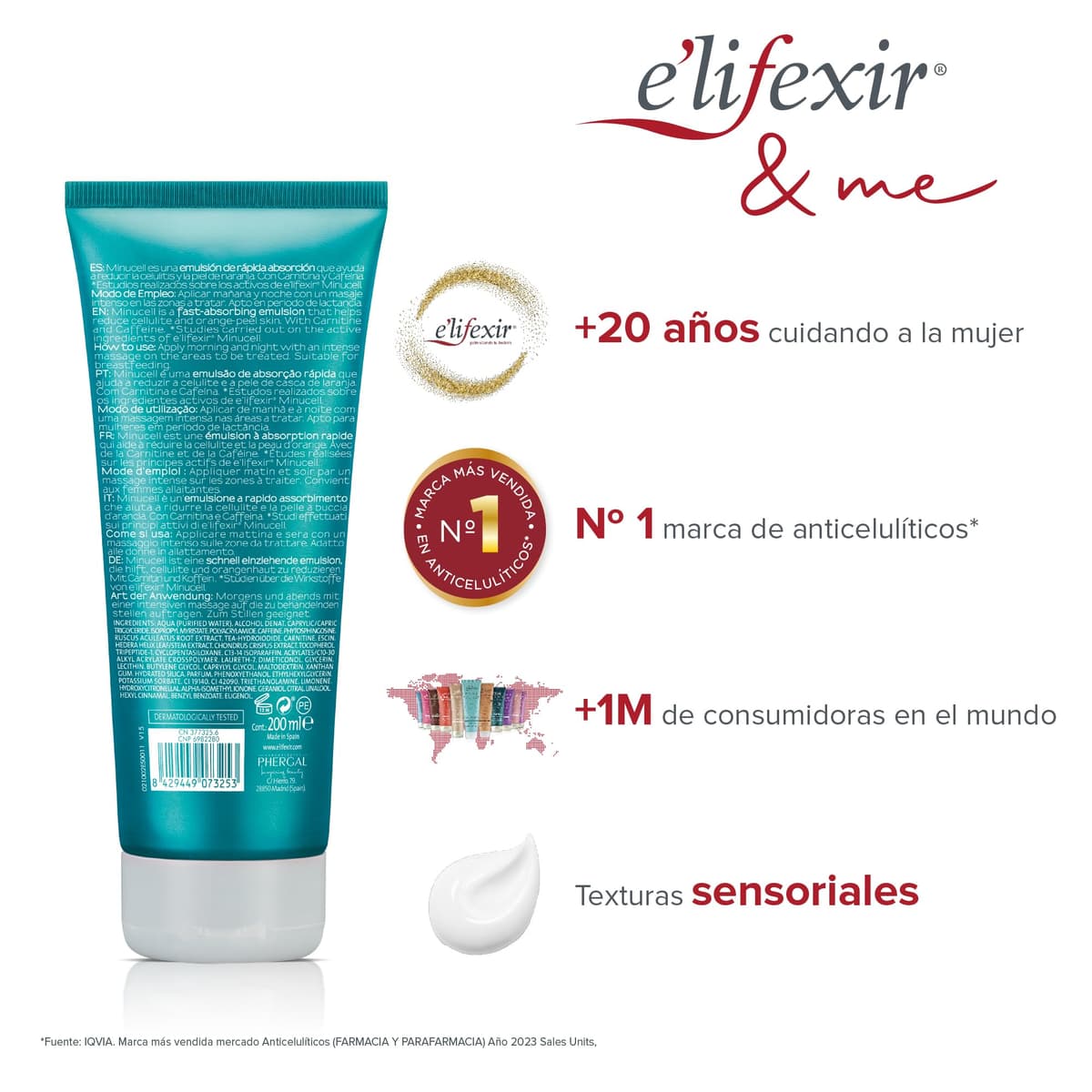 Elifexir Minucell - Crema Anticelulítica | Tensa y Remodela el Contorno Corporal | Reduce Celulitis y Piel de Naranja | Hidratante + Reafirmante. 200ml — view 6