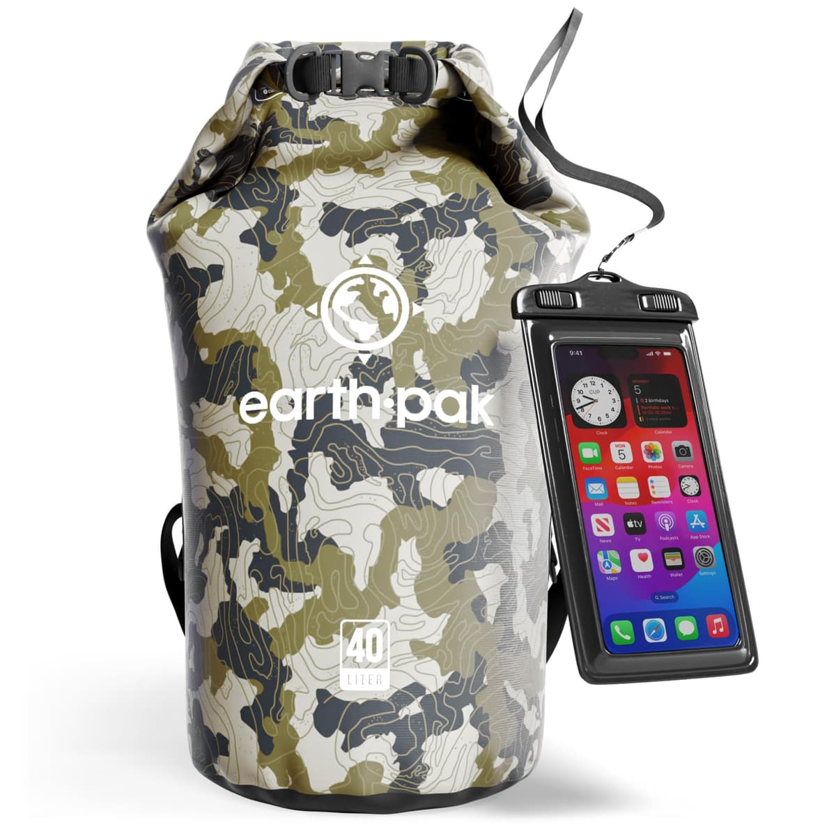 Earth Pak Waterproof Dry Bag - Roll Top Waterproof Backpack Sack Keeps Gear Dry for Kayak with Waterproof Phone Case — view 16