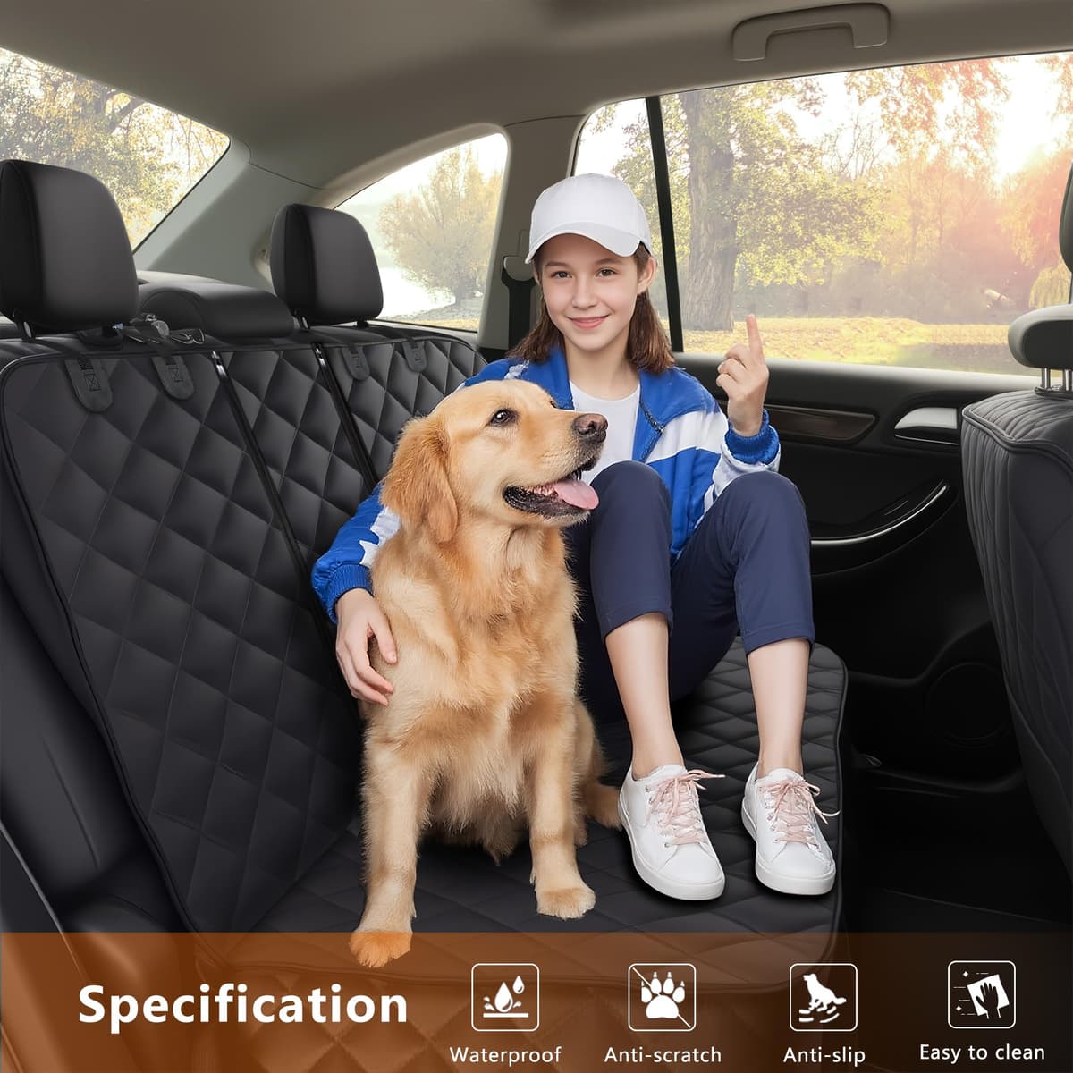 Alfheim Dog Car Seat Cover, Universal fit for Most Cars, Waterproof and Scratchproof Back Seat Cover, Nonslip Durable Washable Dog Travel Hammock — view 2