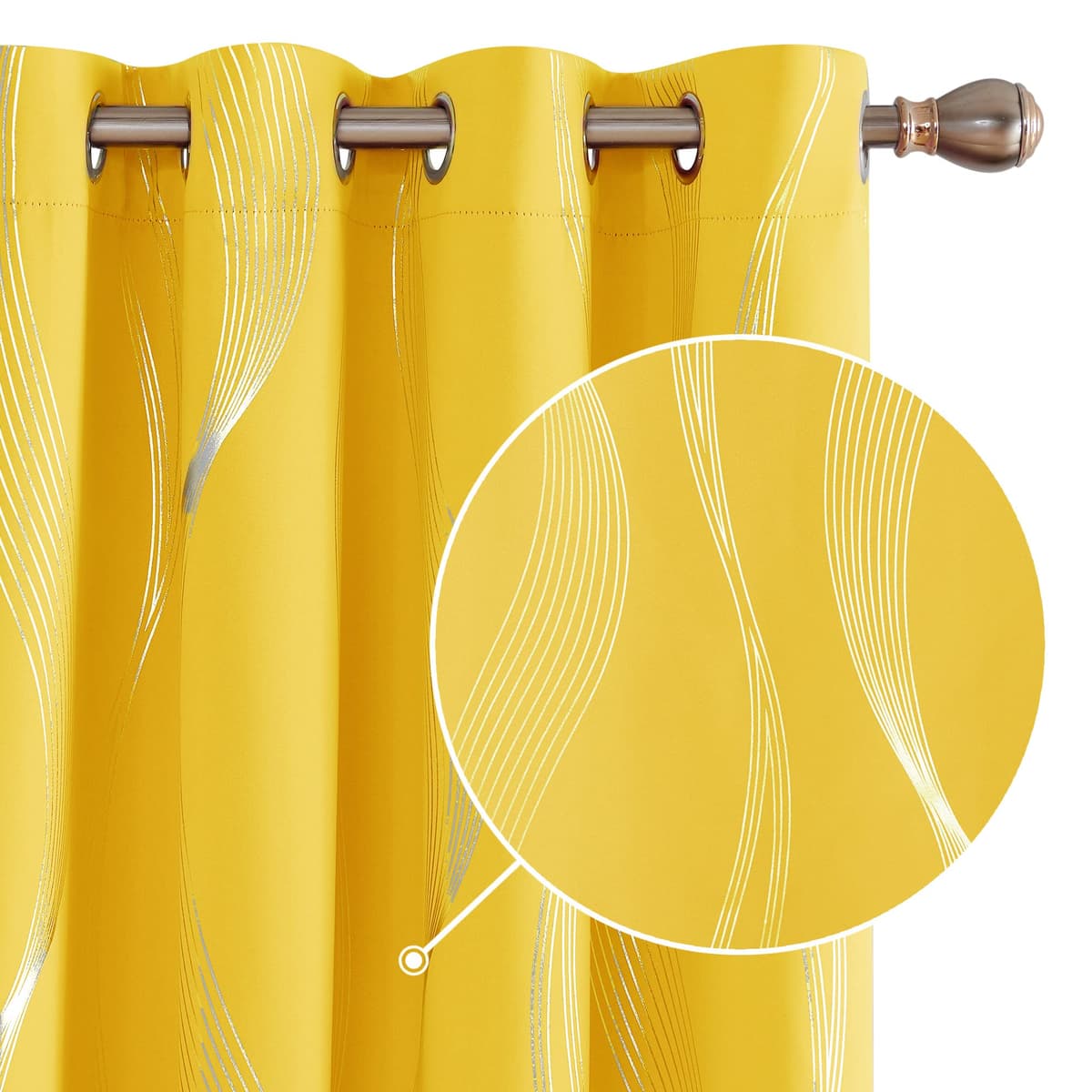 Deconovo Grey Blackout Curtains for Living Room 72 Drop Silver Wave Line Foil Printed Blackout Curtains Thermal Insulated Curtains Eyelet Curtains for Baby Nursery 46 x 72 Inch Light Grey Two Panels — view 51