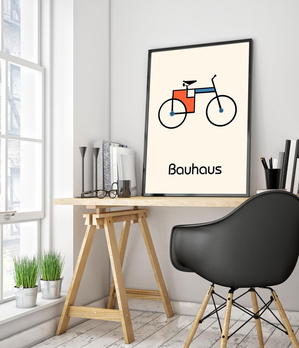 Bicycle Bauhaus Poster, Bauhaus Print, Framed Abstract Art, Mid-Century Wall Art, Modern Home Decor, Gift Idea, Archival Matte, A5 (Print Only) - 21x14.8cm — view 2