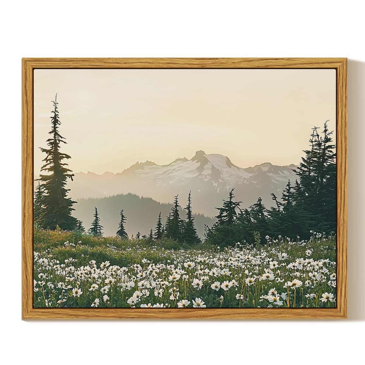 InSimSea Framed Canvas Wall Art, Meadow with Flowers Painting, Landscape for Living Room, Bedroom, Home, Bathroom Decor, 8x10 — view 227