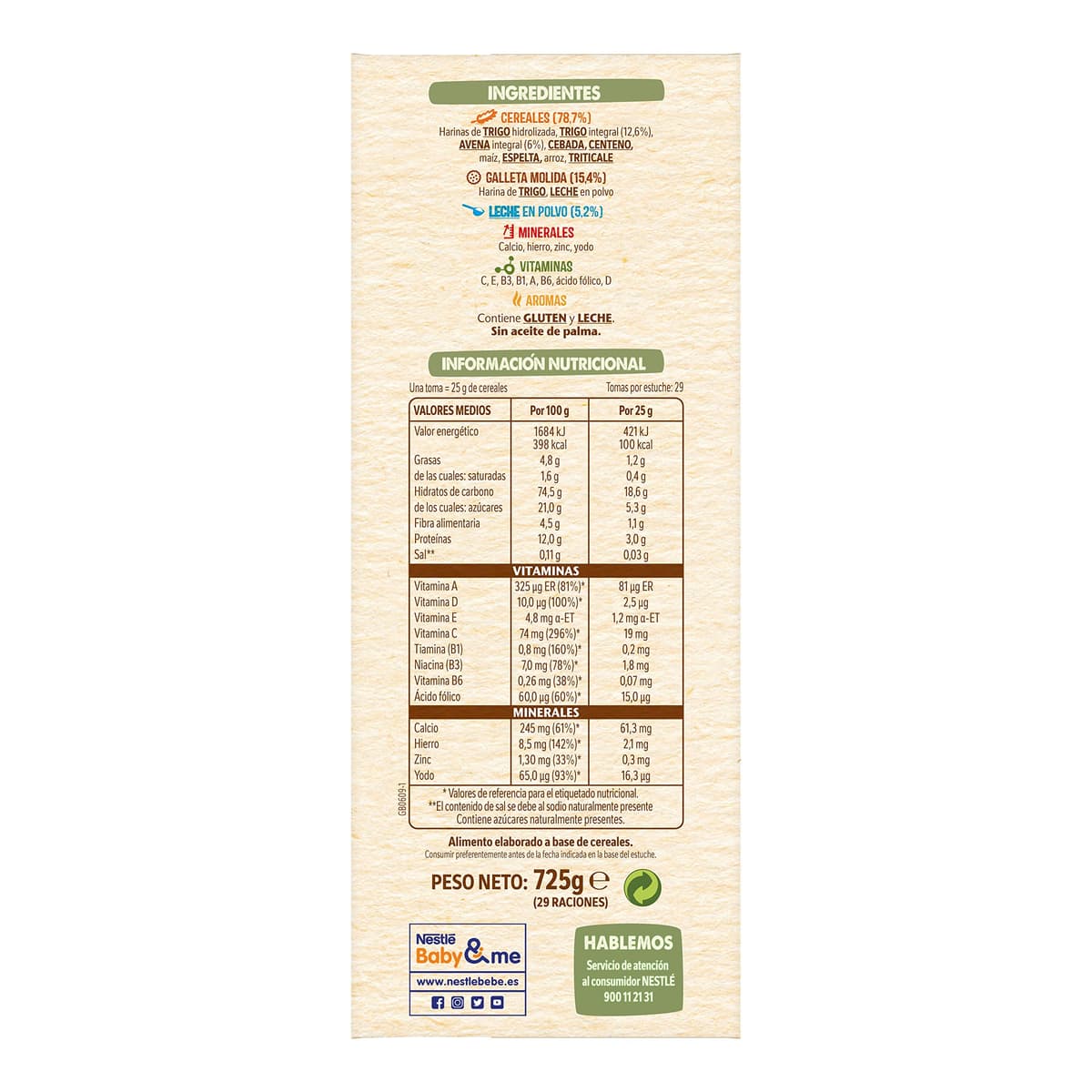 Nestle Papilla 8 Cereales con Galleta, 8 Paquetes de 725g (Total 5,8Kg) — view 2