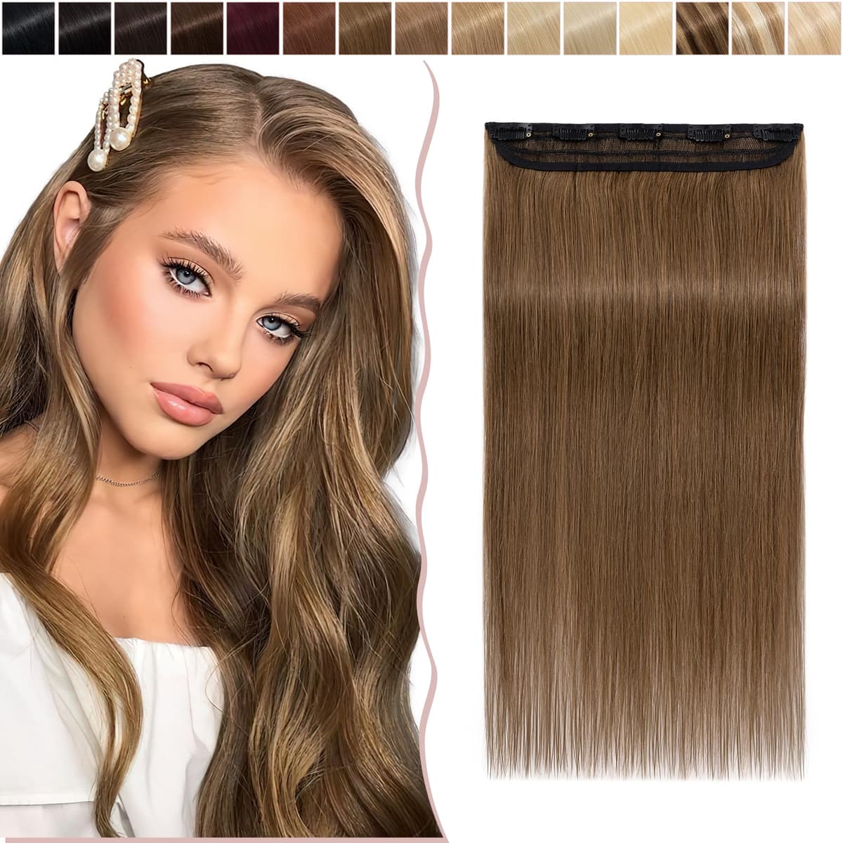 12 inch Clip in Hair Extension Human Hair One Piece 100% Real Remy [#2 Dark Brown] 3/4 Full Head Straight Hair Pieces for Women Invisible Short (40g) — view 34