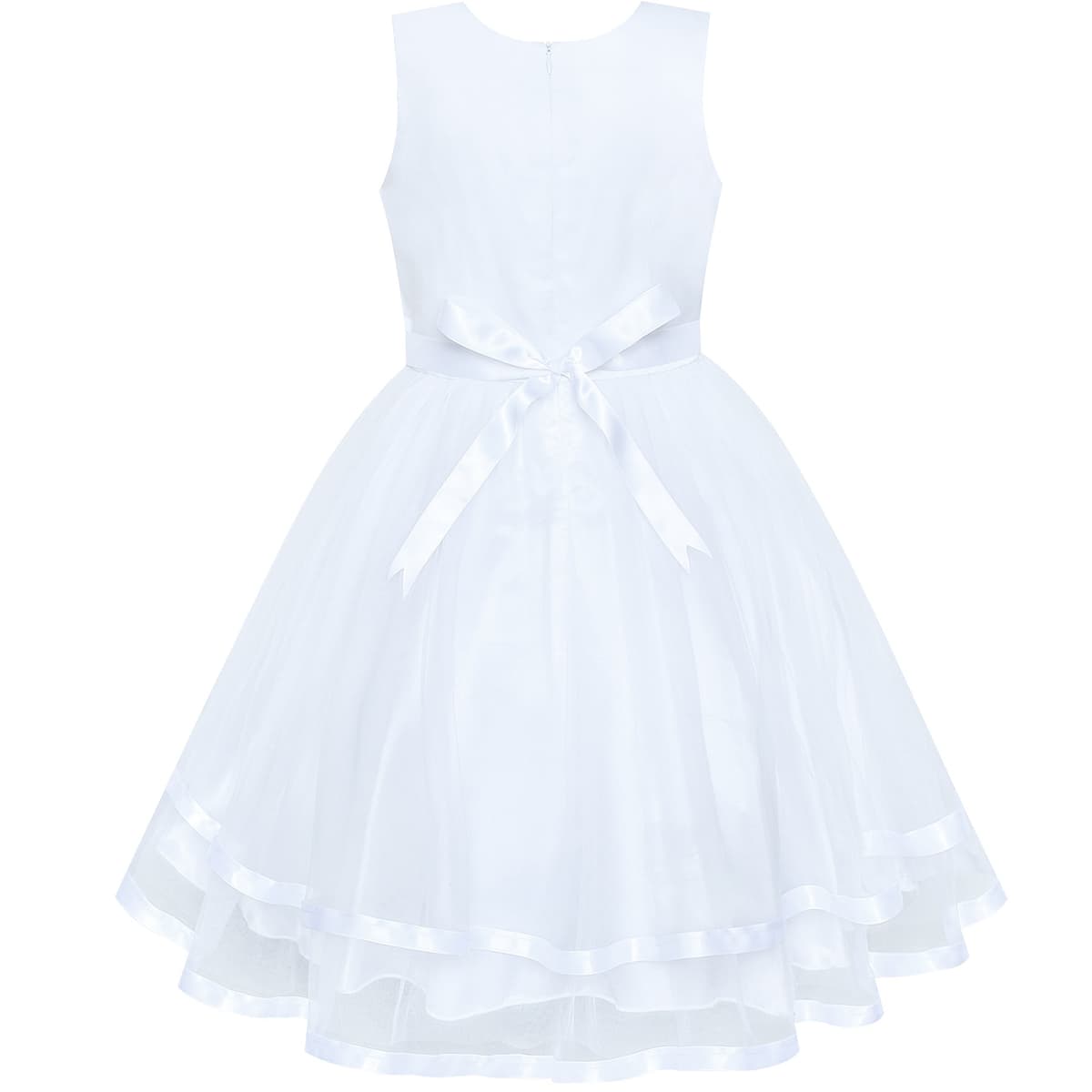 Sunny Fashion Flower Girls Dress Blue Belted Wedding Party Bridesmaid Size 4-12 — view 3