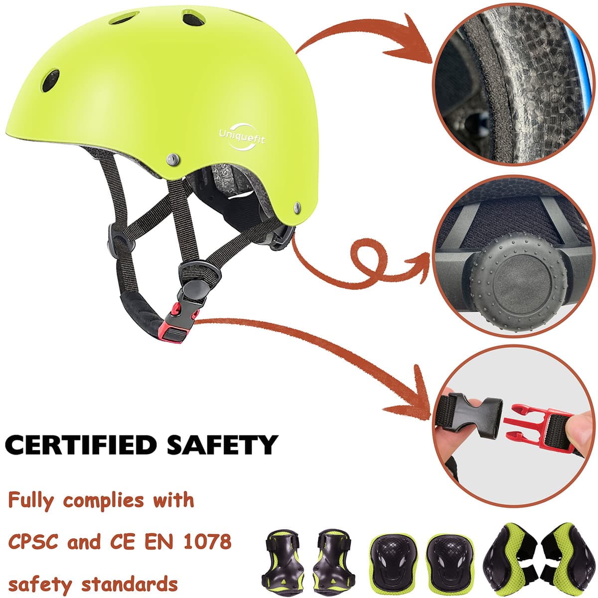 Casco Ajustable para niños y Equipo de protección, Cascos y Almohadillas para Bicicletas para niños pequeños, Rodilleras, Coderas y muñequeras — view 3