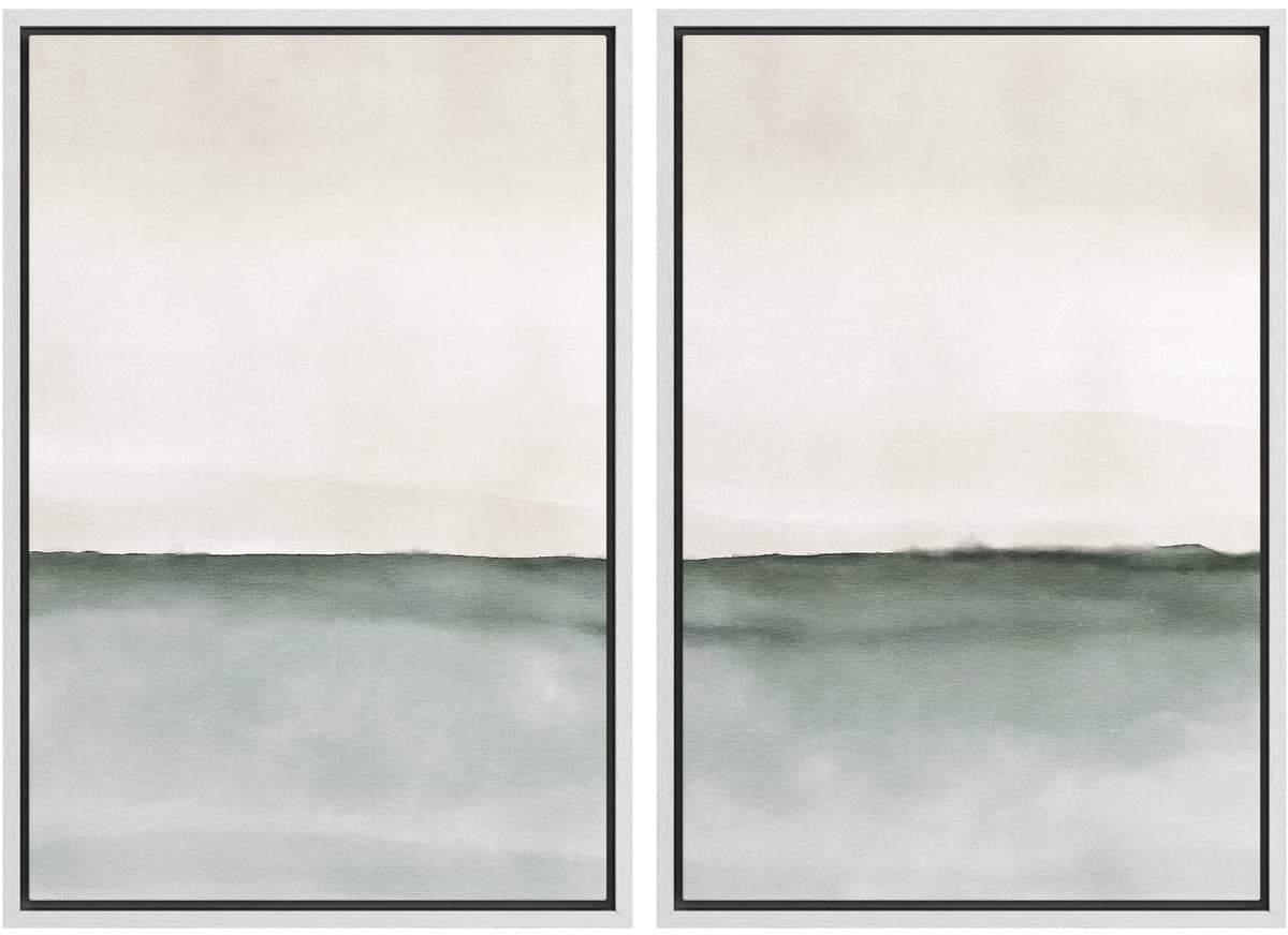 MUDECOR Framed Canvas Print Wall Art Set Watercolor Pastel Duotone Tan Landscape Abstract Shapes Illustrations Modern Art Decorative Contemporary for Living Room, Bedroom, Office - 24"x36"x2 Natural — view 44