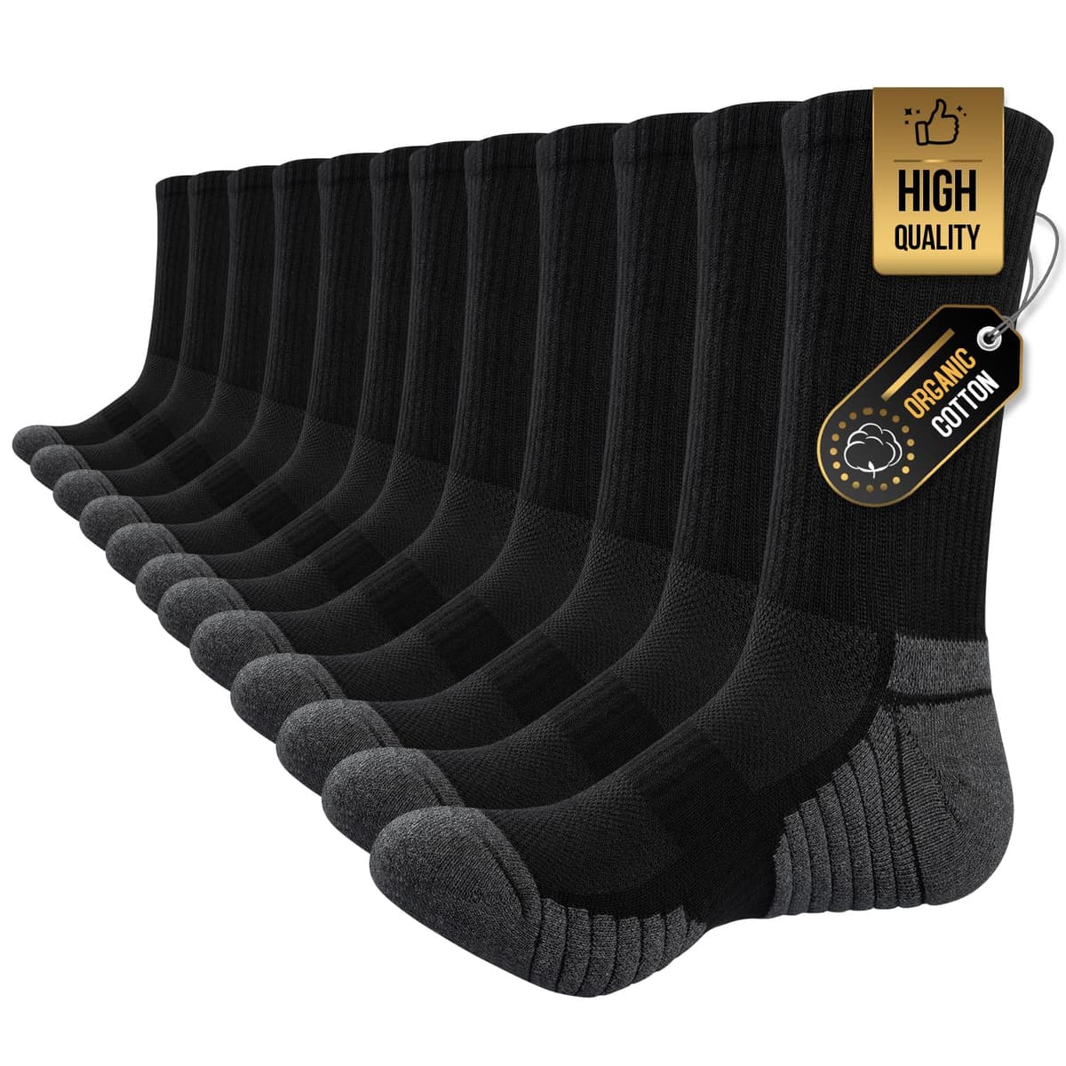 TANSTC Mens Socks Wicking Breathable Cushion Comfortable Casual Crew Socks Outdoor Multipack Performance Hiking Trekking Walking Athletic Socks 6 Pairs — view 10