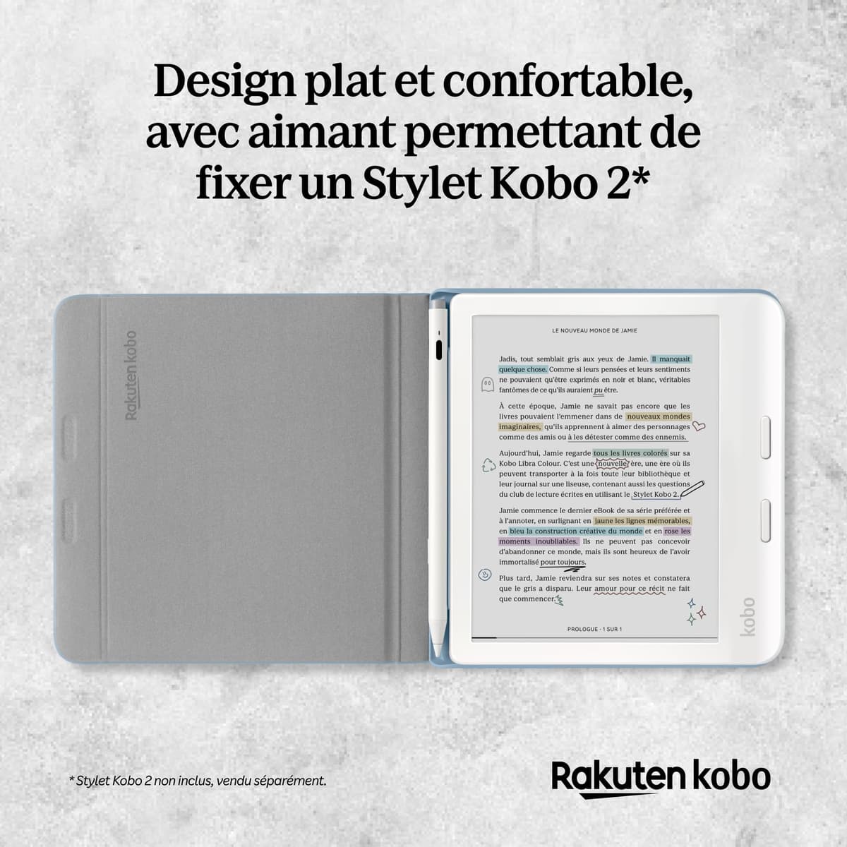 Funda de Kobo Libra Colour para Stylus | Beige Arena | Tecnología de Sueño/Despertar | Soporte Integrado de 2 Posiciones | Cuero Vegano | Compatible con el eReader Kobo Libra Colour de 7” — view 4