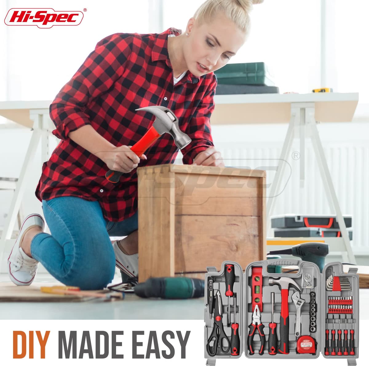 Hi-Spec 54pc Home & Office DIY Tool Kit Set. Complete Household Tool Box with Essential Hand Tools Included for Basic Repairs, Maintenance & Home Improvement Projects — view 6