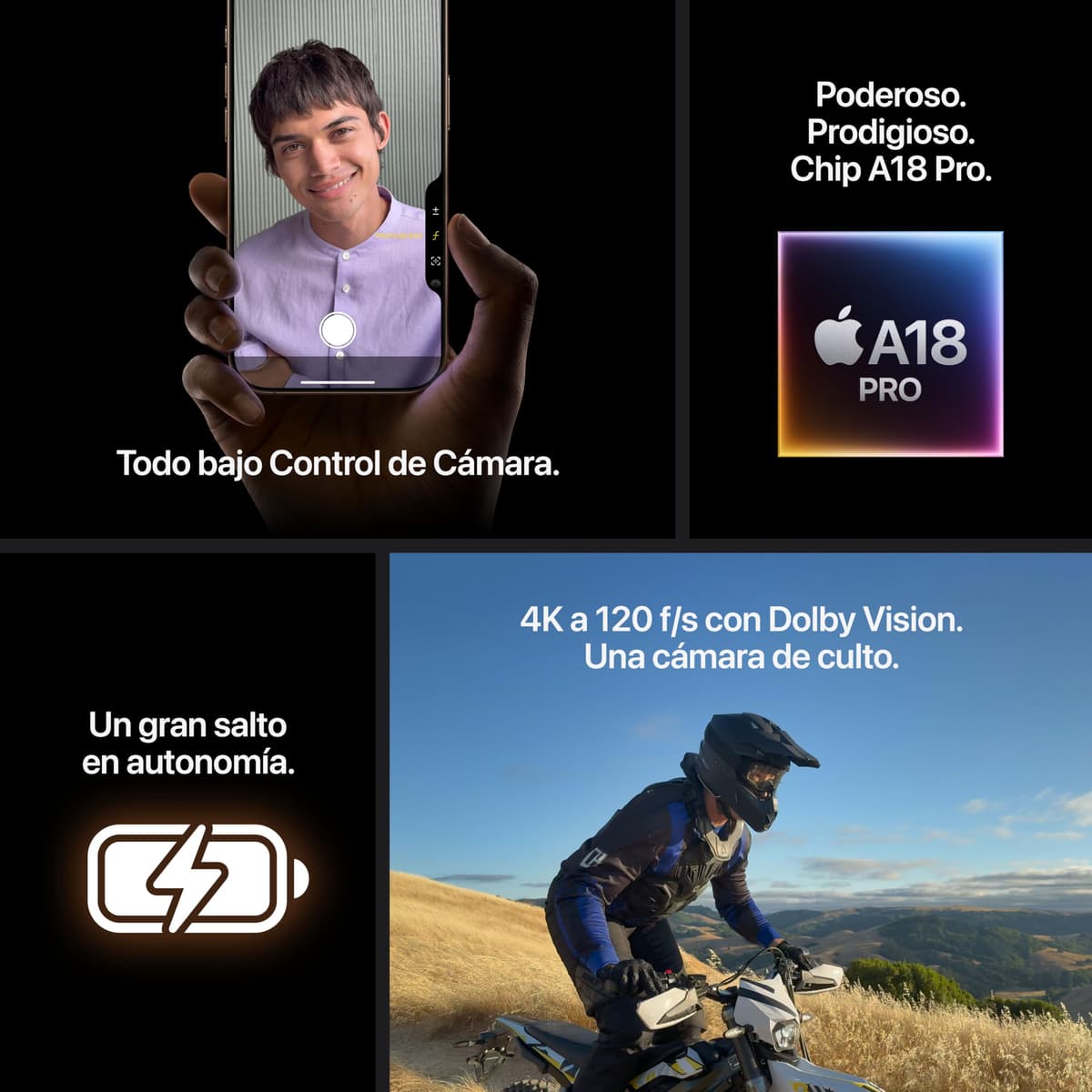 Apple iPhone 16 Pro de 128 GB: Smartphone 5G con Control de Cámara, grabación en 4K a 120 f/s con Dolby Vision y un Gran Salto en autonomía. Compatible con los AirPods; Titanio Color Desierto — view 5