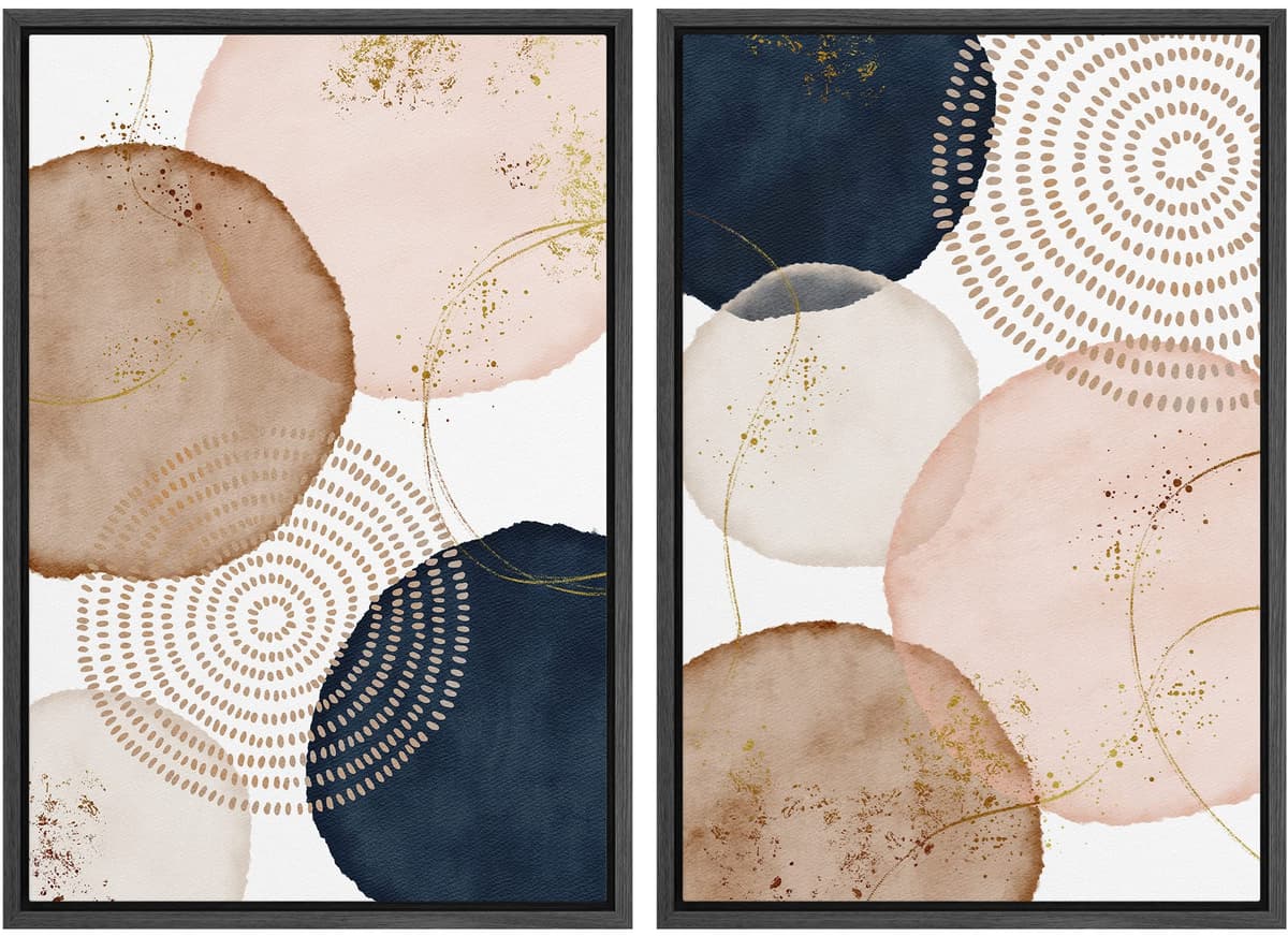 SIGNFORD Framed Canvas Print Wall Art Set Soft Hydrangea Pair Light Blue Florals with Green Leaves Illustration Modern Art Decorative Nordic Nature for Living Room, Bedroom, Office - 24"x36"x2 White — view 24