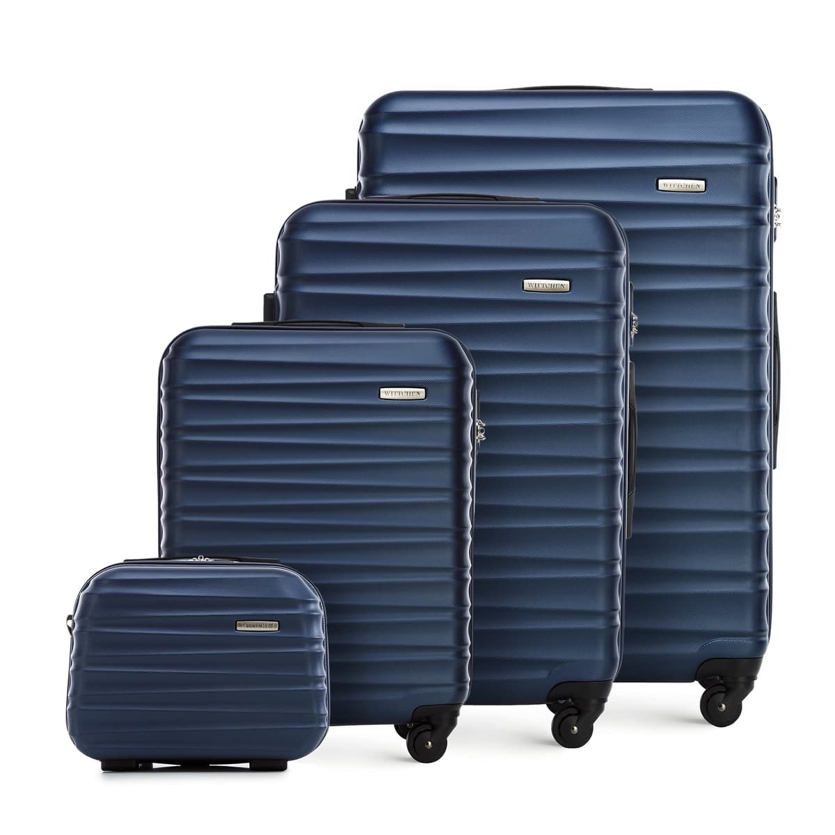 WITTCHEN Maleta Grande Trolley ABS rígido para facturación con 4 Ruedas giratorias Cerradura de combinación asa telescópica Groove Line Negro Ryanair/Vueling/Iberia/easyJet/Iberia Express — view 66