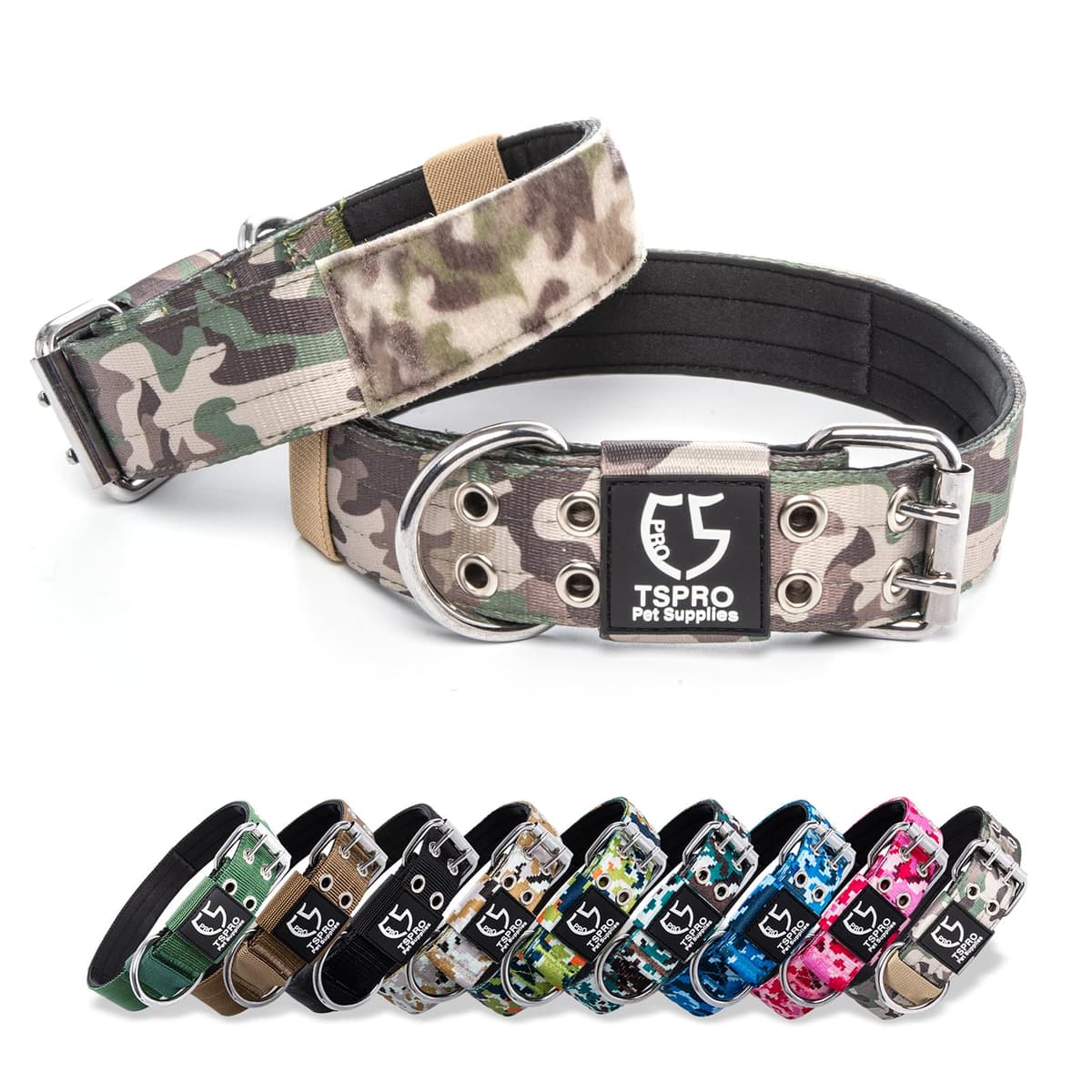 TSPRO Collar Táctico para Perros Ajustable, Collares con Broche de Metal Robusto, de 3,8 cm de Ancho, Duradero y Cómodo para Perros Medianos y Grandes (Negro M) — view 28