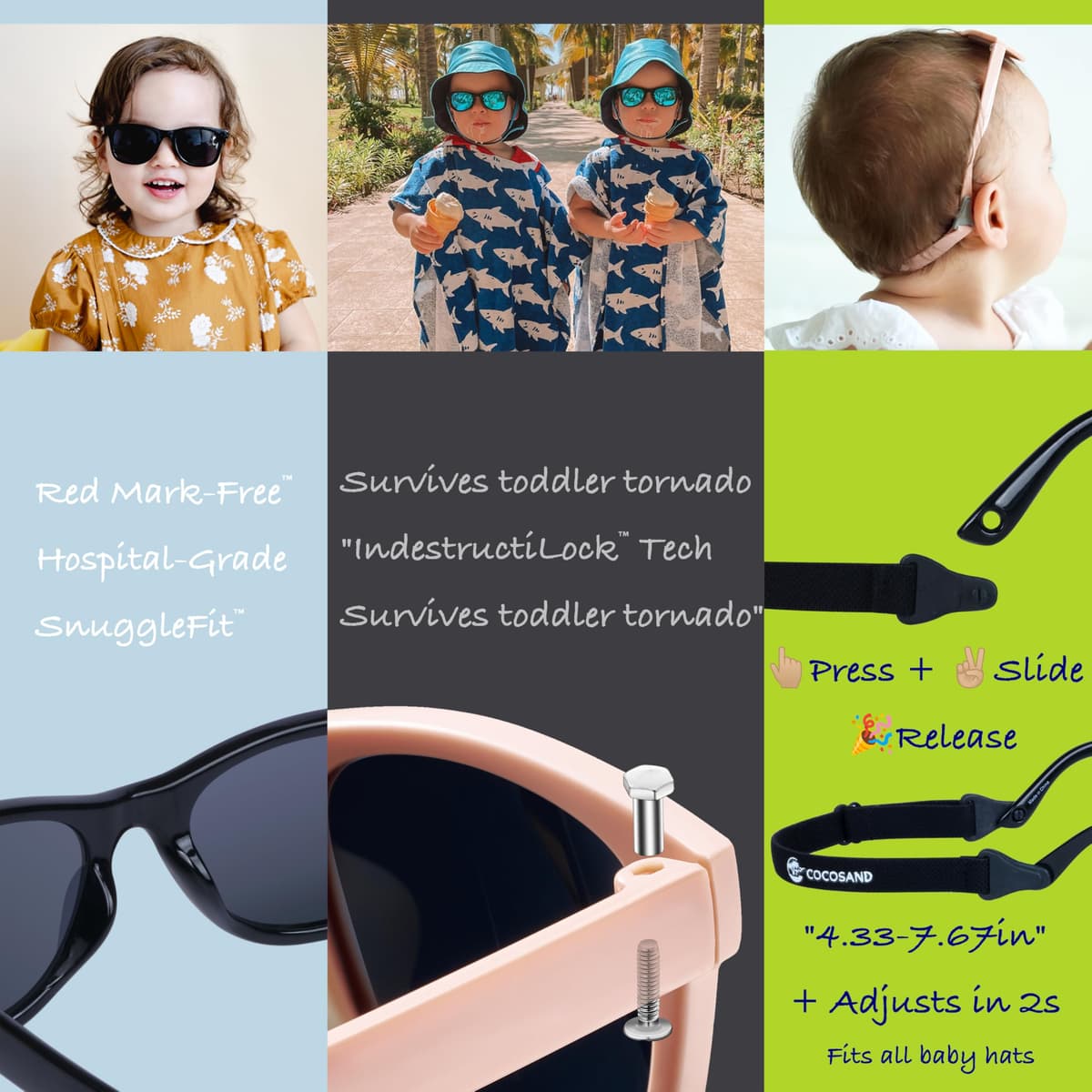 COCOSAND Baby Sunglasses with Strap Polarized Flexible Frame for Toddler Infant Girls Boys Age 0-24 Months — view 6