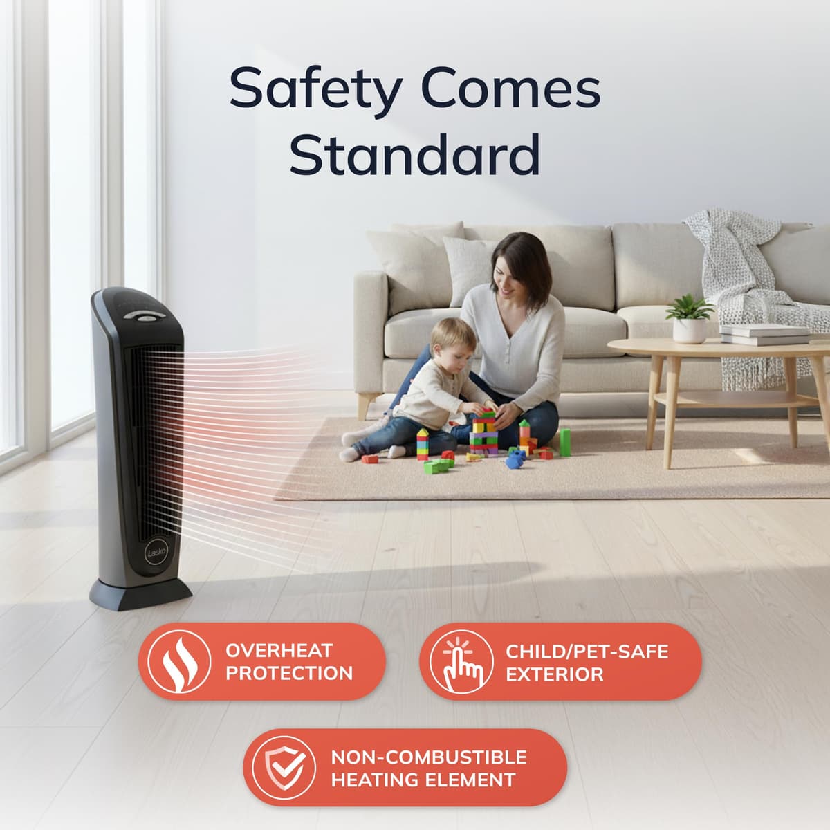 Lasko 1500W Ceramic Tower Space Heater with Remote, Thermostat, Timer & Widespread Oscillation, Portable Electric Heater for Indoor Use, Bedroom & Living Room, 751320 — view 7