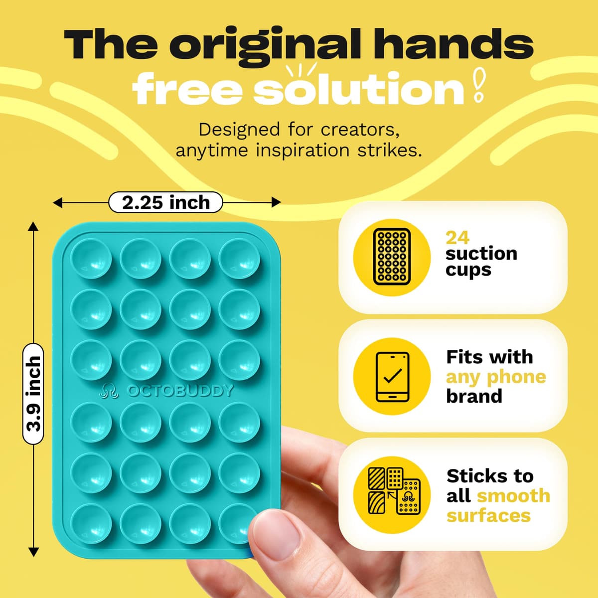 OCTOBUDDY || Silicone Suction Phone Case Adhesive Mount || (iPhone and Android Cellphone case Compatible, Hands-Free Mobile Accessory Holder for Selfies and Videos) Fidget Toy (See-Through) — view 2