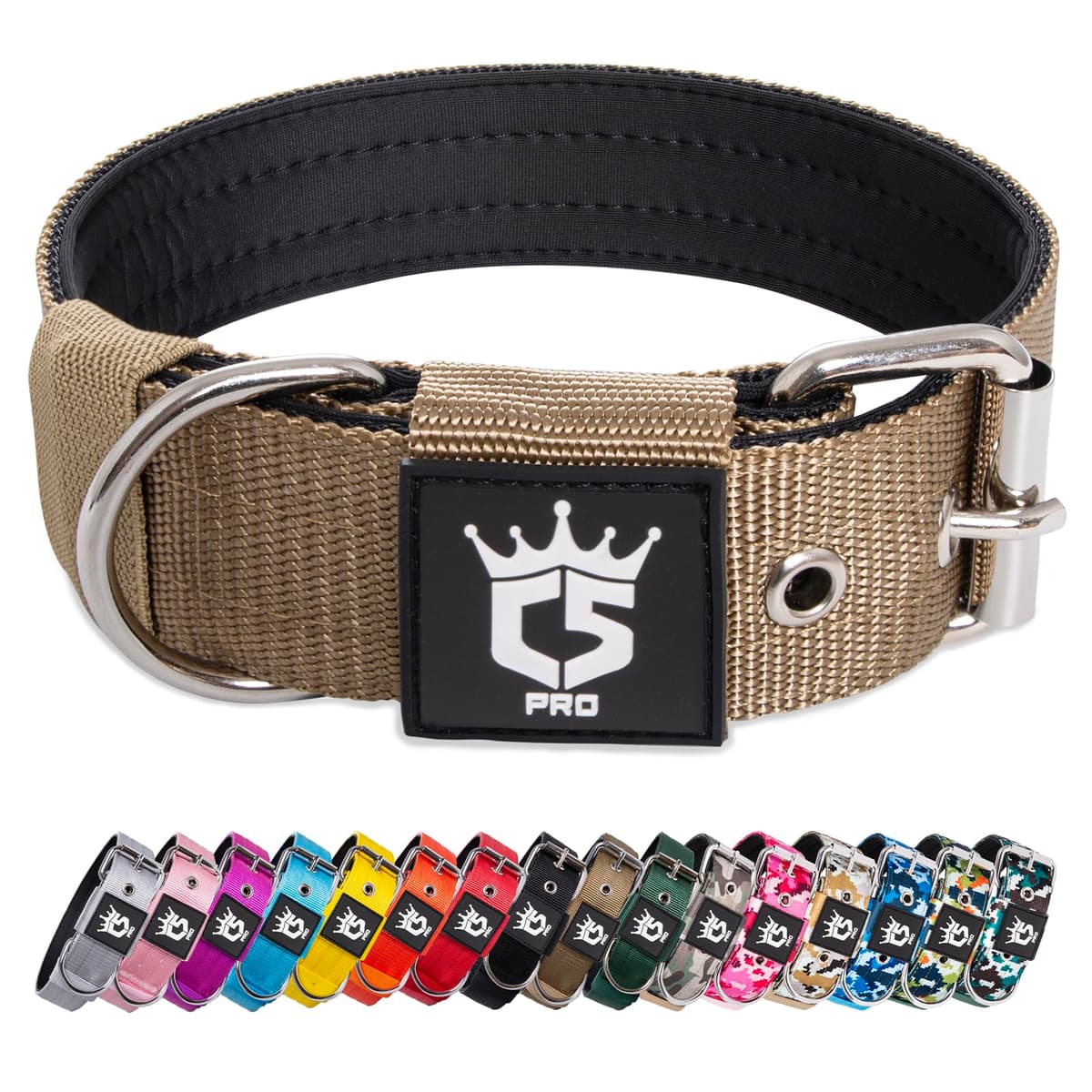 TSPRO Collar Táctico para Perros Ajustable, Collares con Broche de Metal Robusto, de 3,8 cm de Ancho, Duradero y Cómodo para Perros Medianos y Grandes (Negro M) — view 19