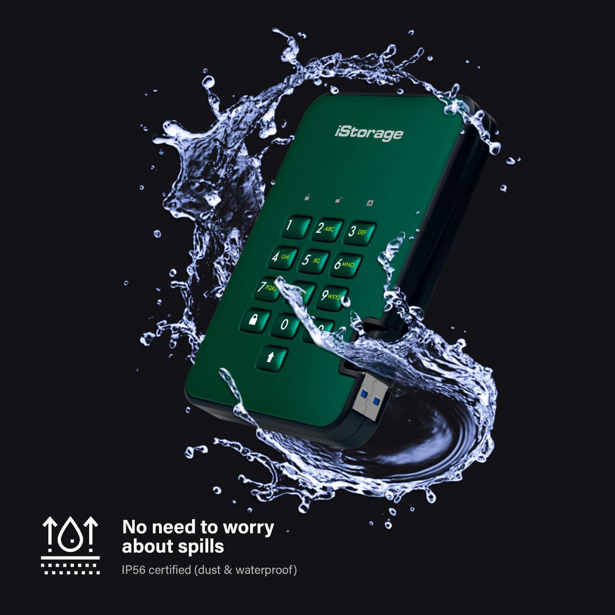 iStorage diskAshur2 SSD 256GB Red - Secure portable solid state drive - Password protected - Dust & water resistant - Hardware Encryption — view 17