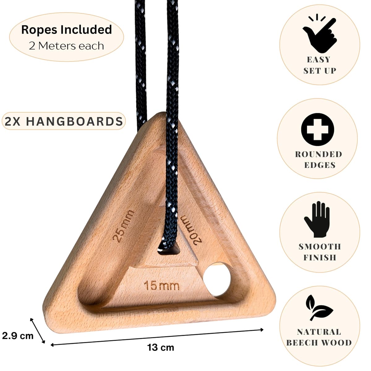 Bellaroca® | Hangboard Escalada Portatiles, Tabla de Madera para Fortalecer el Agarre en Boulder y Escalada en Roca — view 2