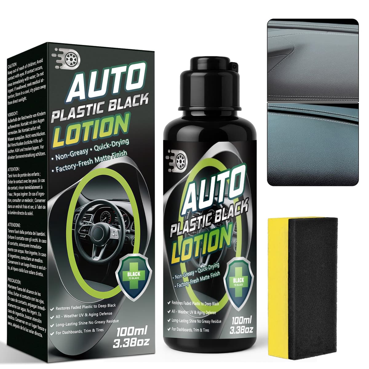 Back to Black Trim Restorer, Car Plastic Restorer Black for Interior & Exterior, Revives Faded Trim with Deep Black Finish, Prevents Aging & Cracking, Long-Lasting Shine (100ml)