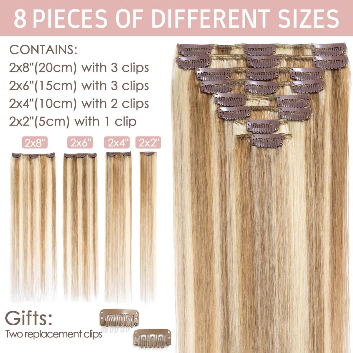 Silk-co 10inch Hair Extensions Clip in Hair Extension Human Hair #04 Medium Brown -Basic Thickness-Thin Weft- 8 Pieces Real Remy Straight Hair Extensions[50g] — view 147