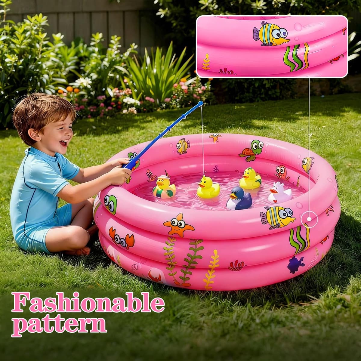 Piscina Hinchable Infantil ø 100 cm,Piscina Inflable Pequeña para Niños,Piscinas Infantiles para Niños,Piscina Hinchable Familiar de 3 Anillos para Familia Exterior Jardín Patio Interior Agua Juego — view 4