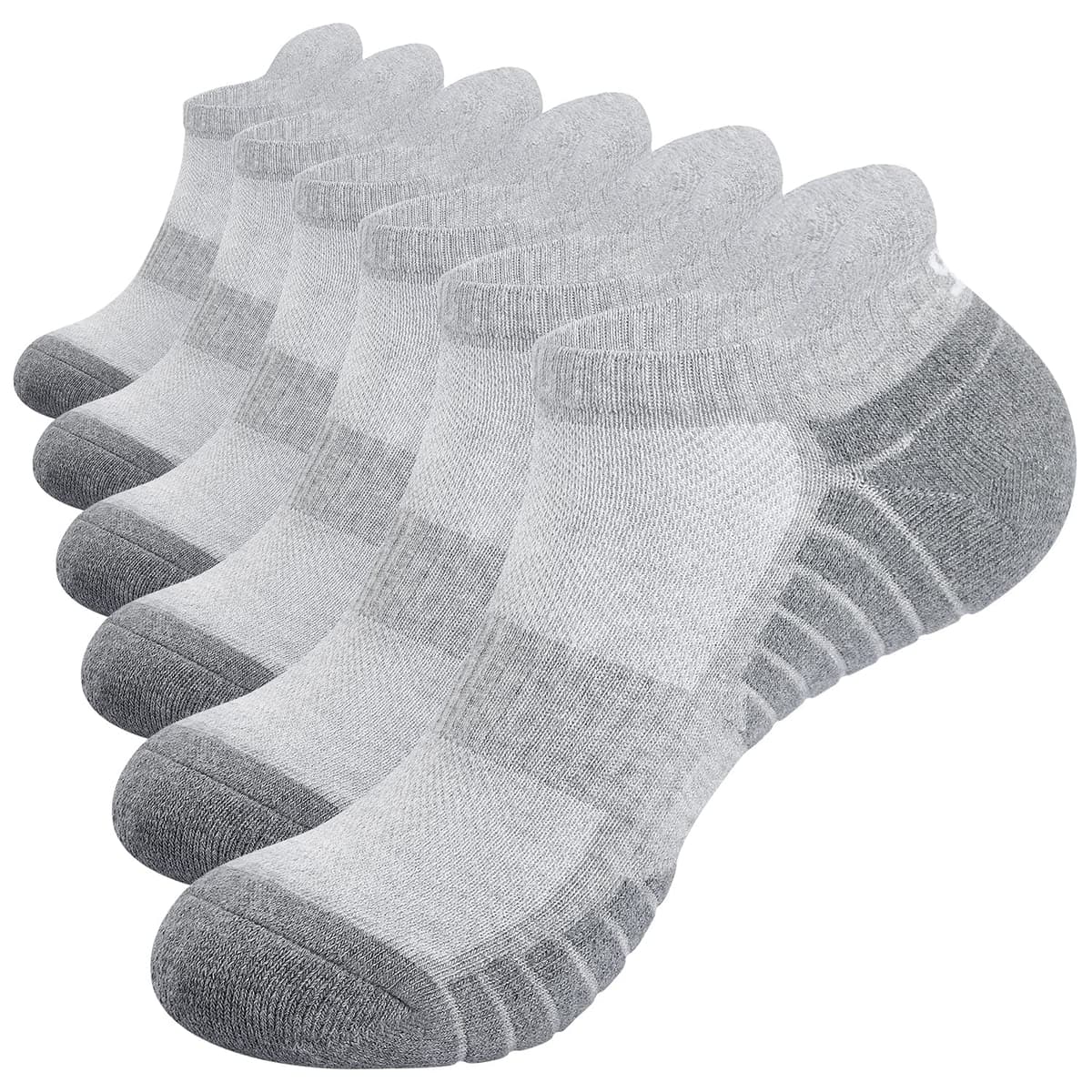 TANSTC Mens Running Socks Anti-Blister Cushioned Sports Socks Trainer Socks for Men Women Cotton Ankle Socks Low Cut Breathable Athletic Sock(6 Pairs) — view 9
