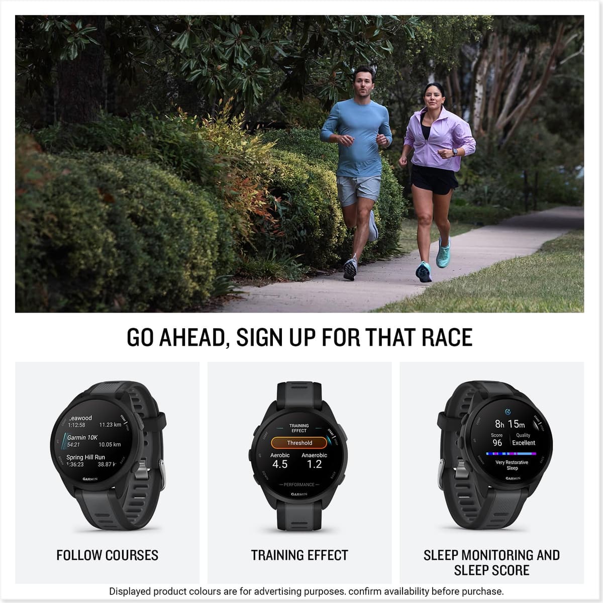 Garmin Forerunner 165, 43mm GPS running smartwatch, lightweight, AMOLED touchscreen, advanced training, insights & features, safety & tracking features, up to 11 days battery life, Whitestone — view 4