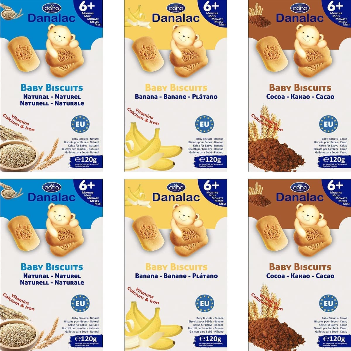 Danalac, Banana Baby Biscuits Pack of Finger Food Snack for Toddlers 6+ Months with Calcium Iron and Vitamins, 120 g — view 5