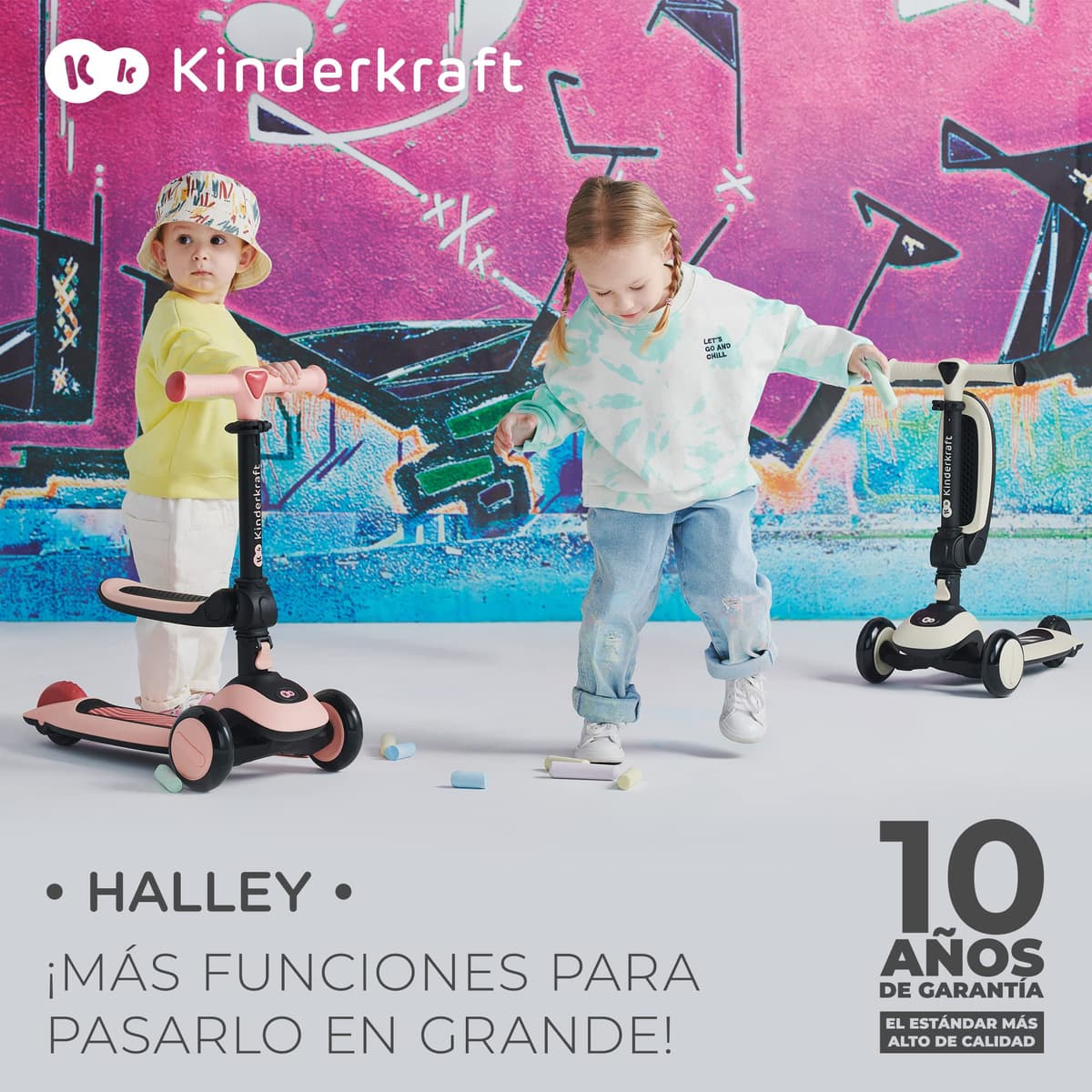 Kinderkraft Halley 2 en 1 Bicicleta sin Pedales y Patinete con Ruedas LED, Manillar Ajustable, Base Antideslizante, Ultraligera y Segura para Niños – Rosa — view 2