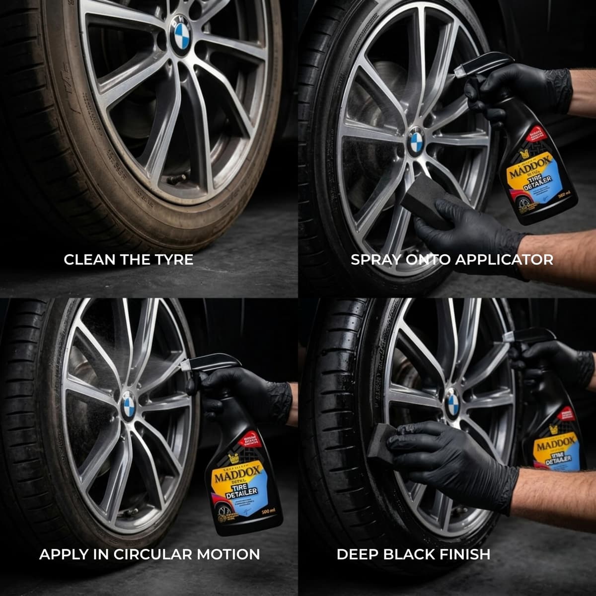 Maddox Detail | Abrillantador de Neumáticos y Plásticos | Restaurador de Gomas Coche | Hidratador de Gomas de Exterior | Protege y Brilla | Abrillantador Plasticos Coche | Tire Detailer 500 ml — view 4