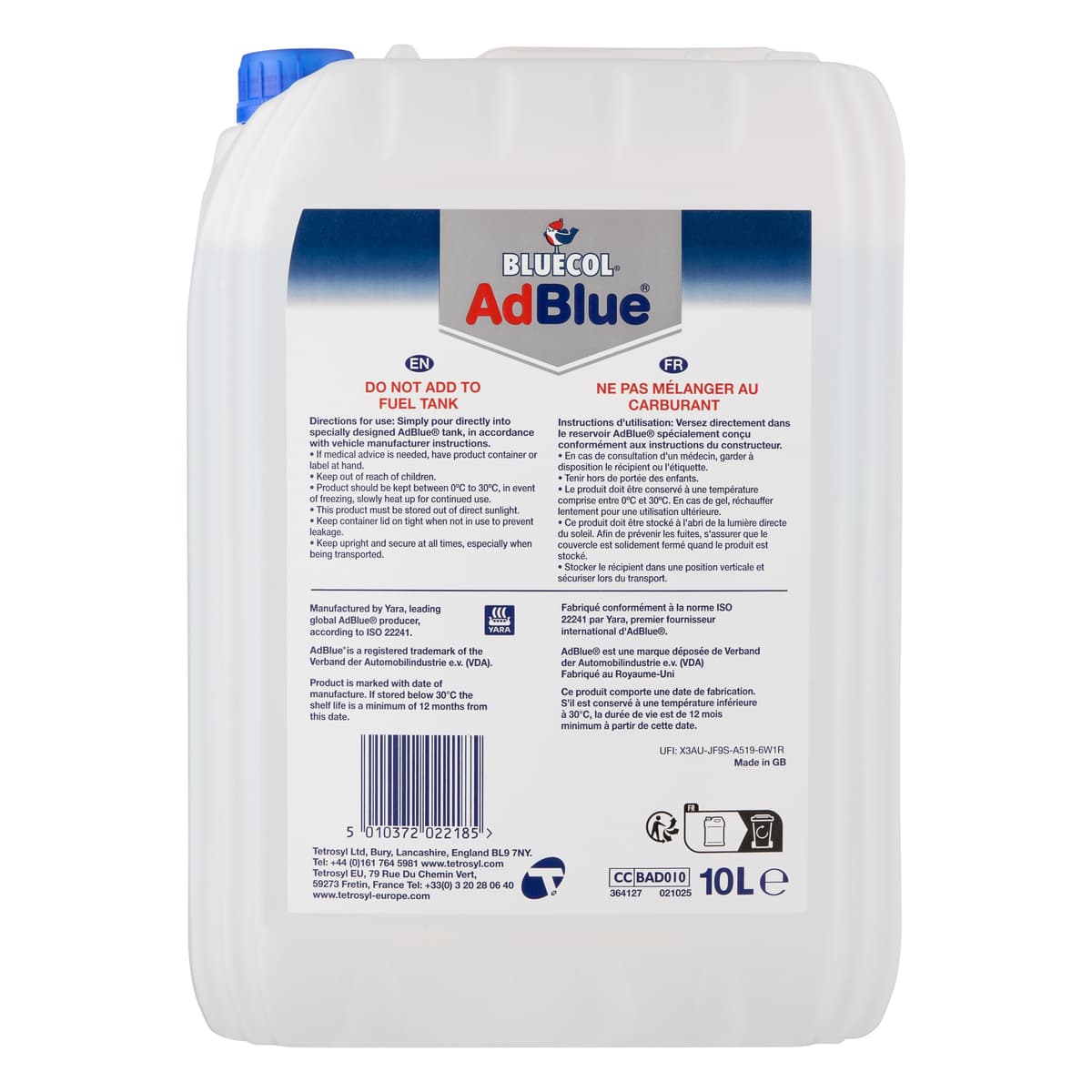 Bluecol AdBlue with Integrated Easy Pour Spout, 10L - High Purity Diesel Exhaust Fluid for SCR Equipped Vehicles, Reduces Emissions & Protects the Environment — view 2