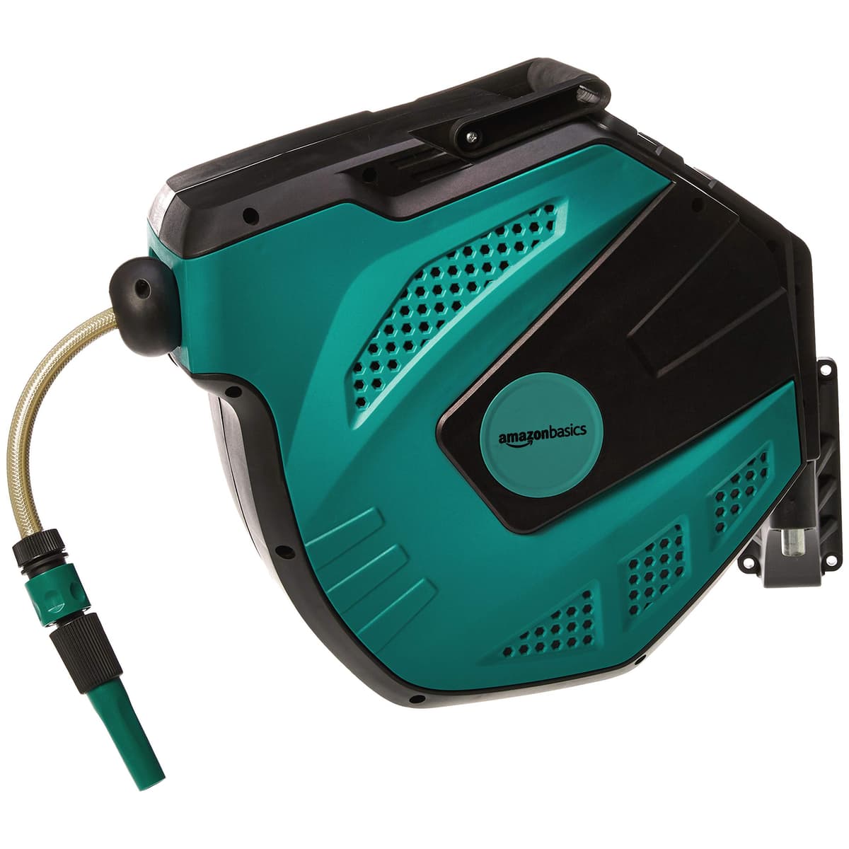 Amazon Basics Enrollador automático de manguera para pared, Negro Verde, 15 m — view 2