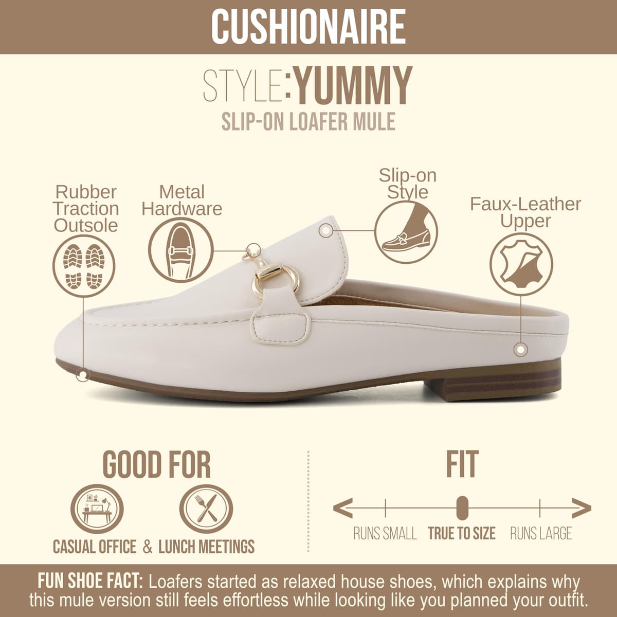 CUSHIONAIRE Yummy Slip On Womens Mules, Business Casual Loafers for Women with Low Heel and Metal Chain Detail — view 4