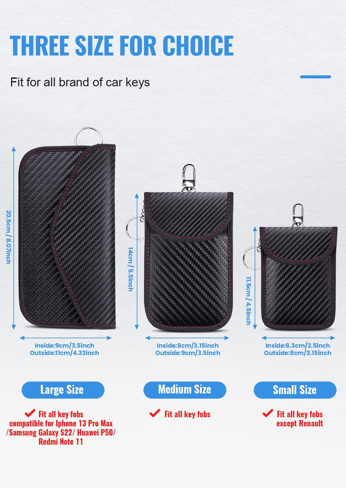 lanpard Faraday Pouch for car Keys, 2 Pack Faraday Bag, Key Signal Blocking Pouch, RFID Blocker for Keyless Entry Remote, Anti-Theft Remote Entry Keyless Protect Black,M — view 3