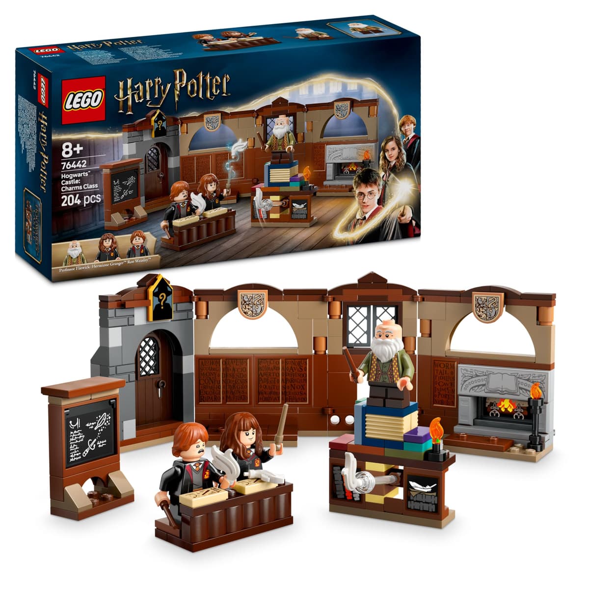 LEGO Harry Potter Castillo de Hogwarts: Clase de Encantamientos Juguete de Película La Piedra Filosofal, Minifiguras de Ron Weasley y Hermione Granger, Regalo para Niñas y Niños de 8 Años o Más 76442