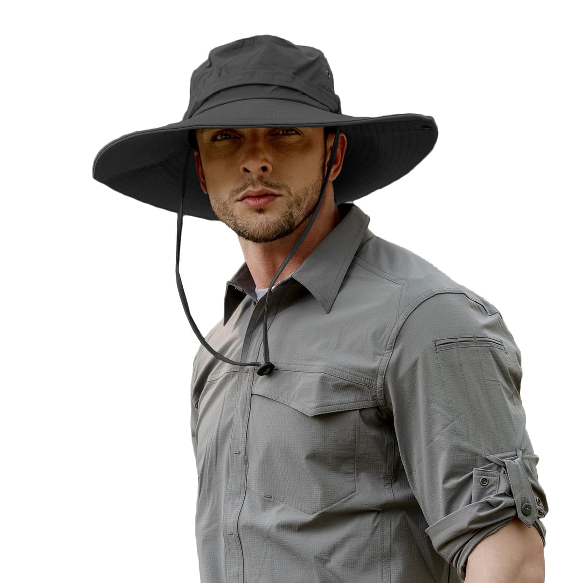 ZLYC Sombrero Tipo Militar de ala Ancha para Hombre, Impermeable, protección Solar al Aire Libre, Gorra de Pescador